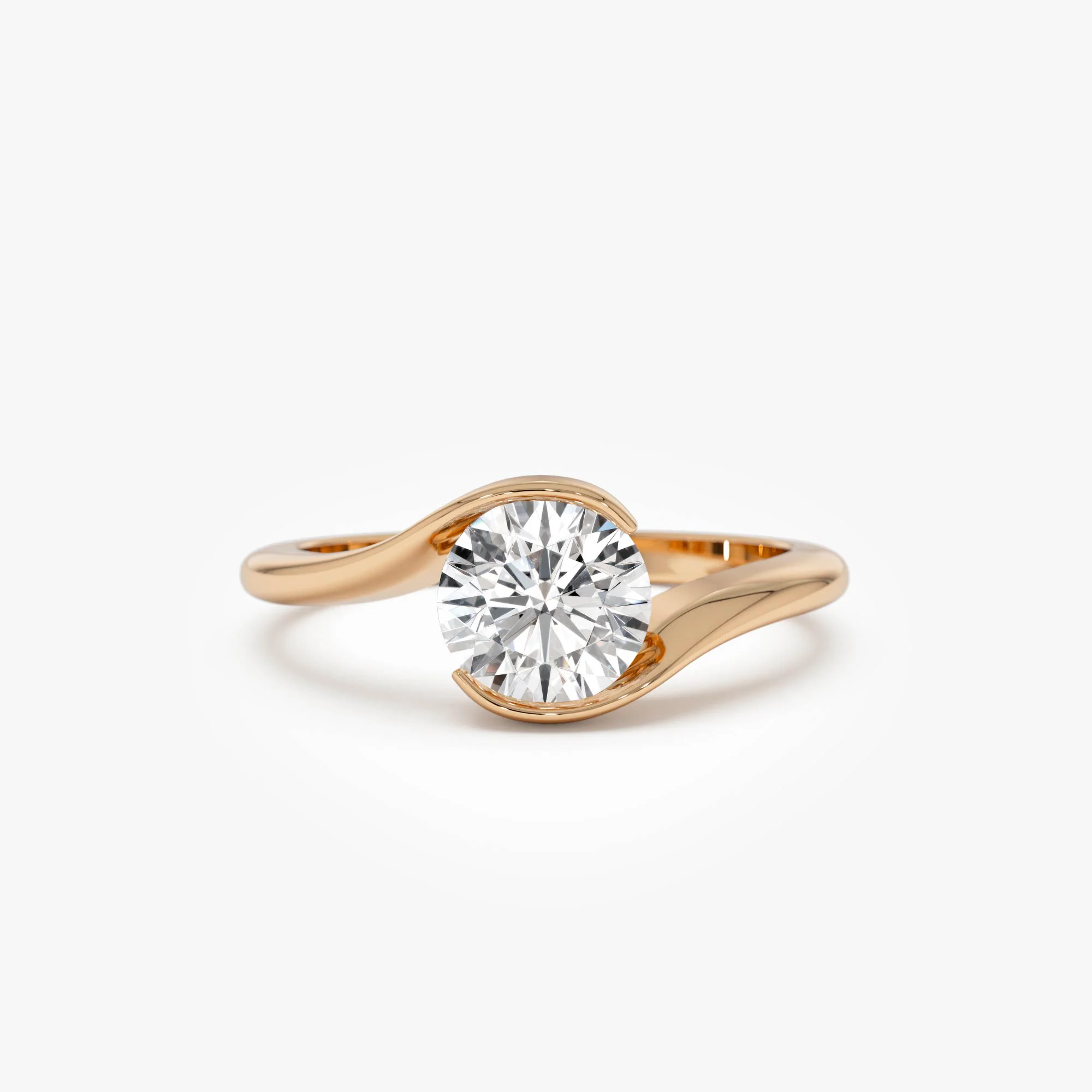 1.00 Ctw 14k Gold Round Shape Lab Grown Diamond S Shape Engagement Ring - Maris - Image 7