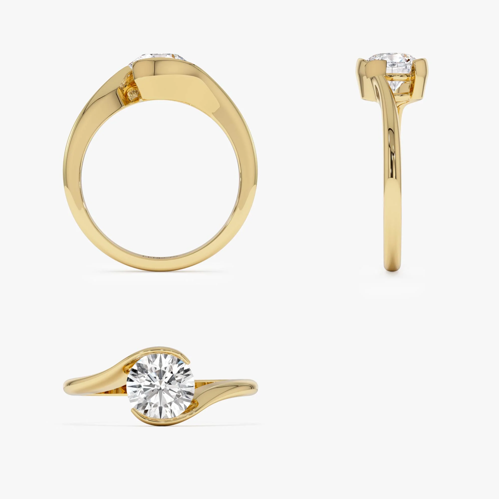 1.00 Ctw 14k Gold Round Shape Lab Grown Diamond S Shape Engagement Ring - Maris - Image 9