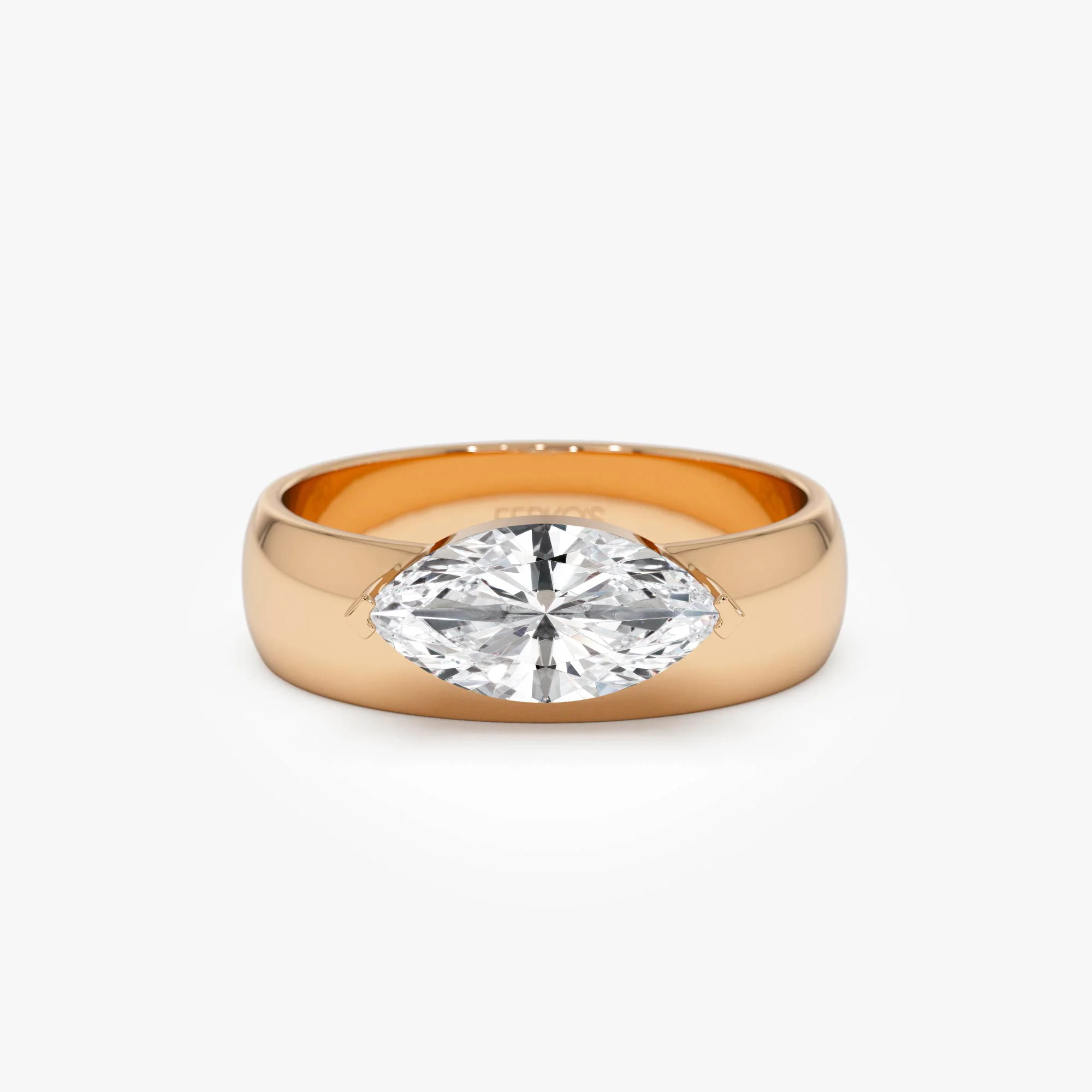 1.00 Ctw 14k Lab Grown Marquise Shaped Diamond Solitaire Ring with Wide Band - Solara - Image 6