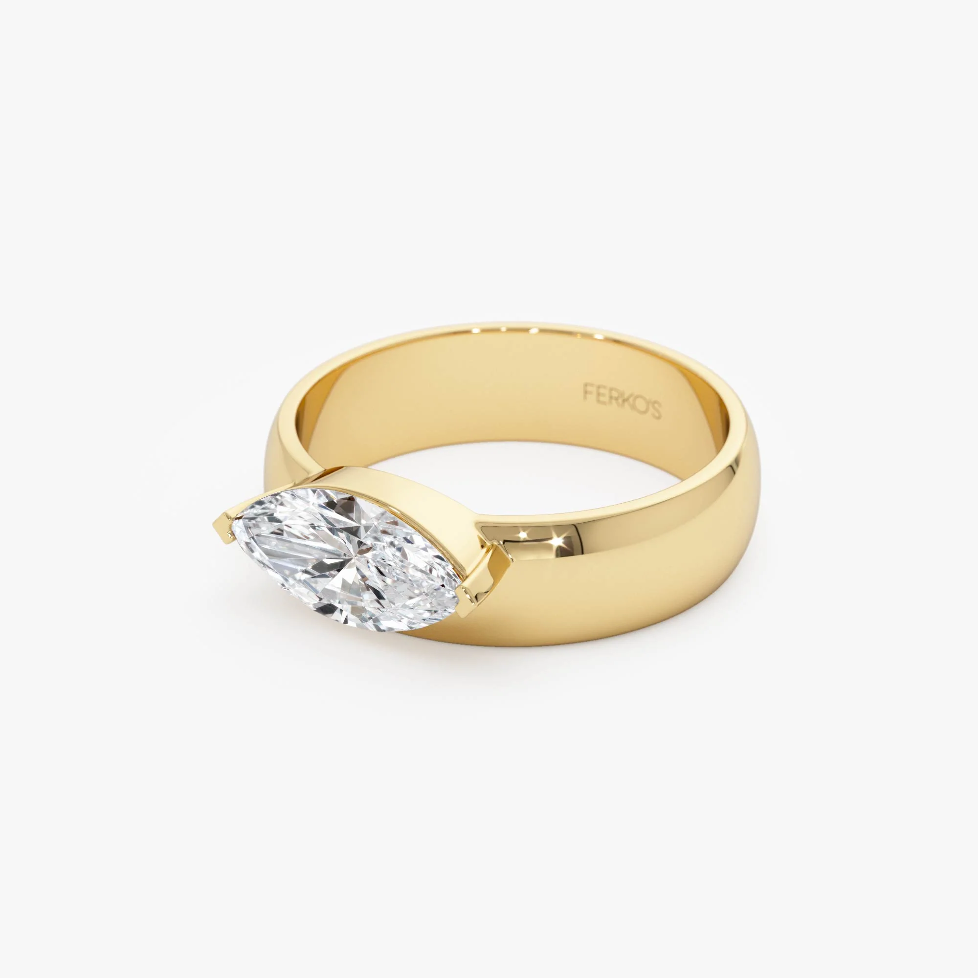1.00 Ctw 14k Lab Grown Marquise Shaped Diamond Solitaire Ring with Wide Band - Solara - Image 8