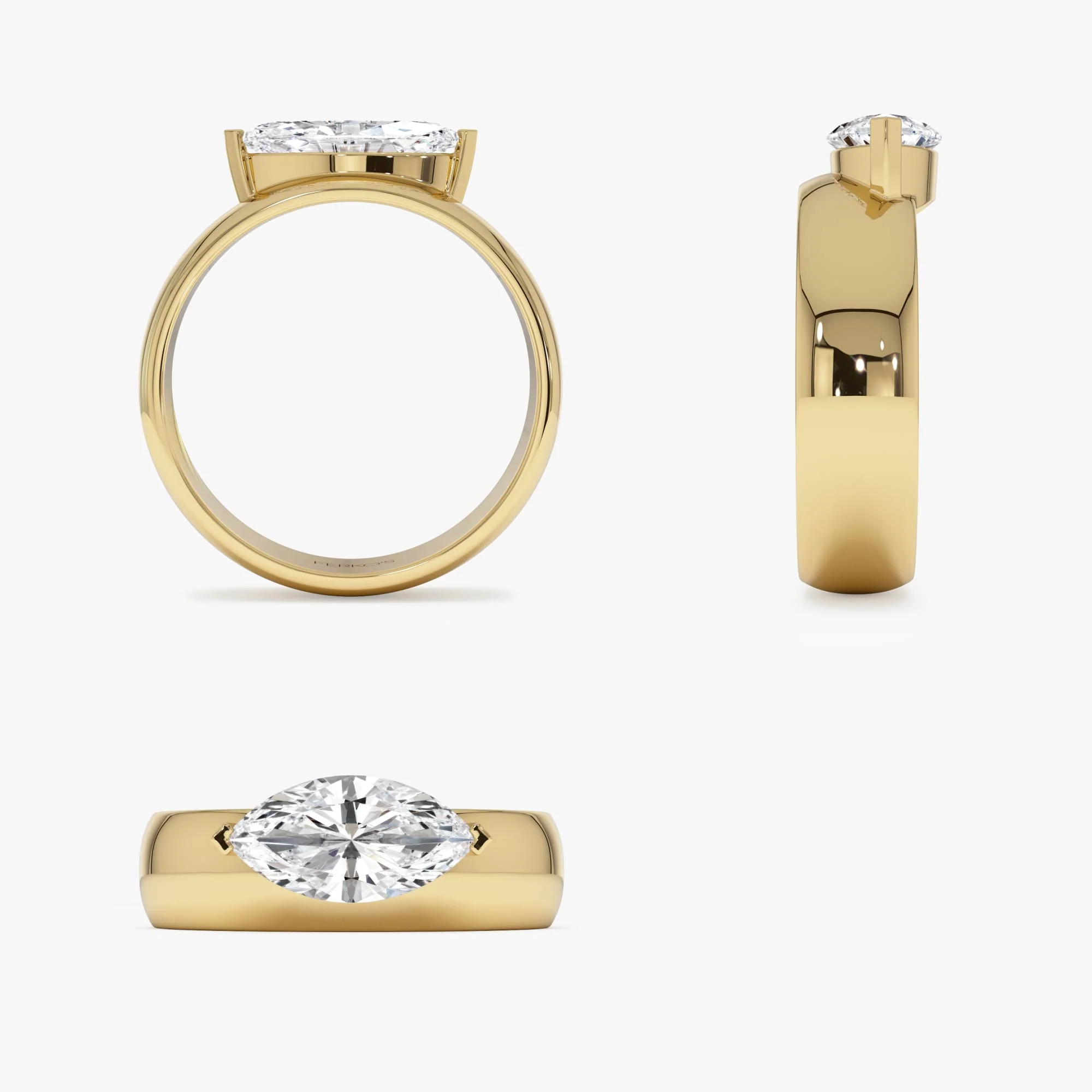 1.00 Ctw 14k Lab Grown Marquise Shaped Diamond Solitaire Ring with Wide Band - Solara - Image 9