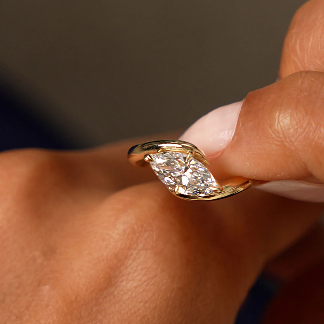 1.00 Ctw 14k Marquise Shaped Lab Grown Diamond Criss Cross Solitaire - Image 4