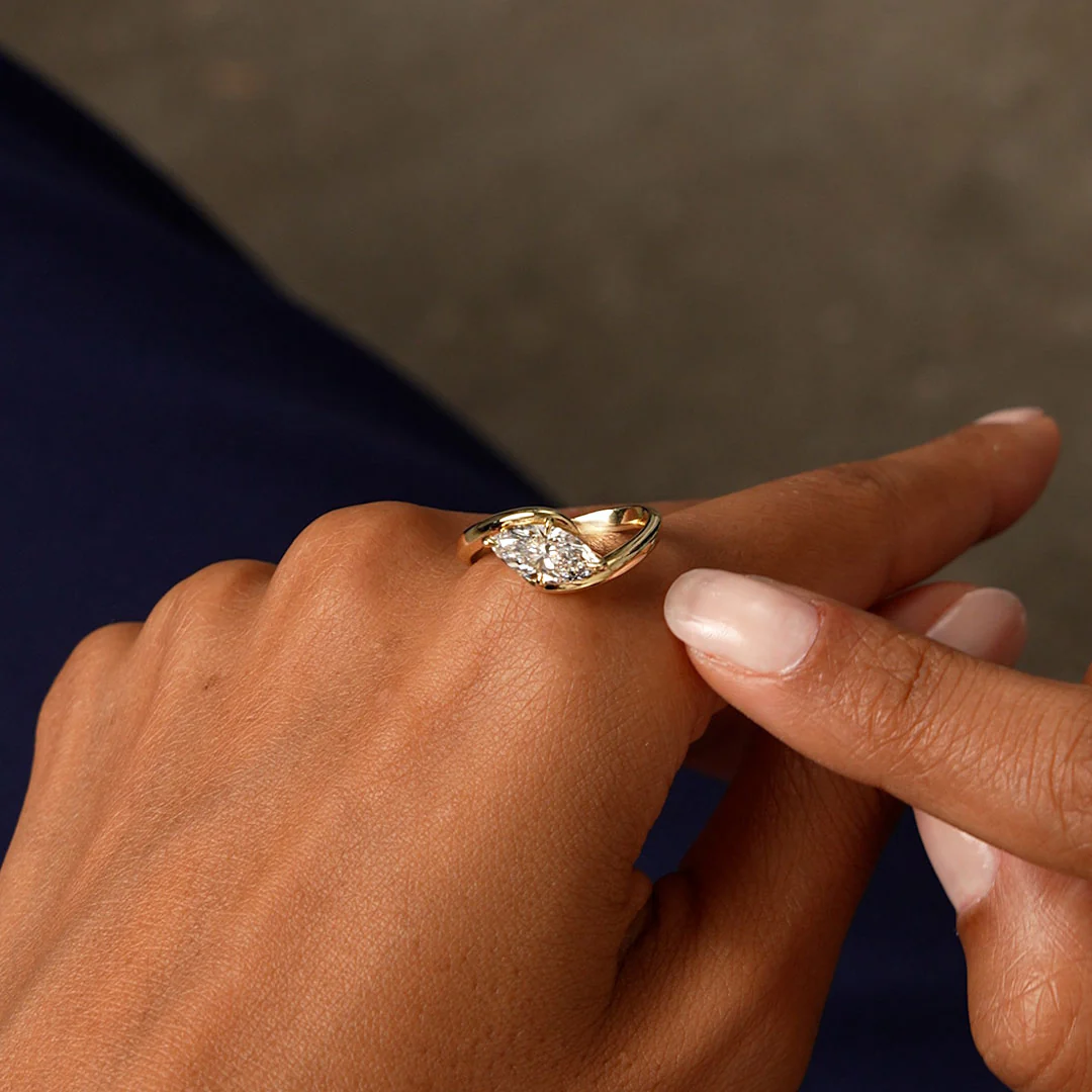 1.00 Ctw 14k Marquise Shaped Lab Grown Diamond Criss Cross Solitaire - Image 5