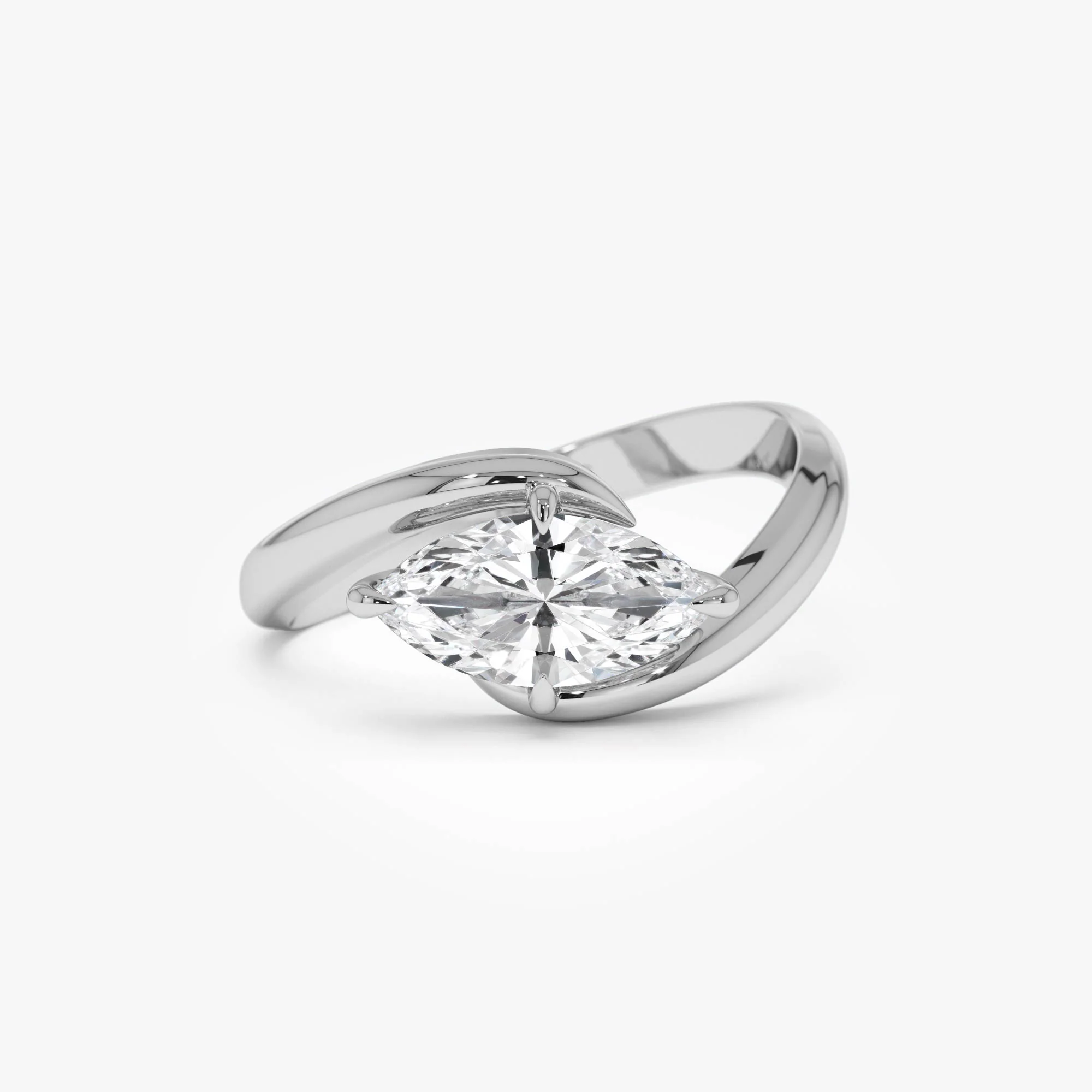 1.00 Ctw 14k Marquise Shaped Lab Grown Diamond Criss Cross Solitaire - Image 7