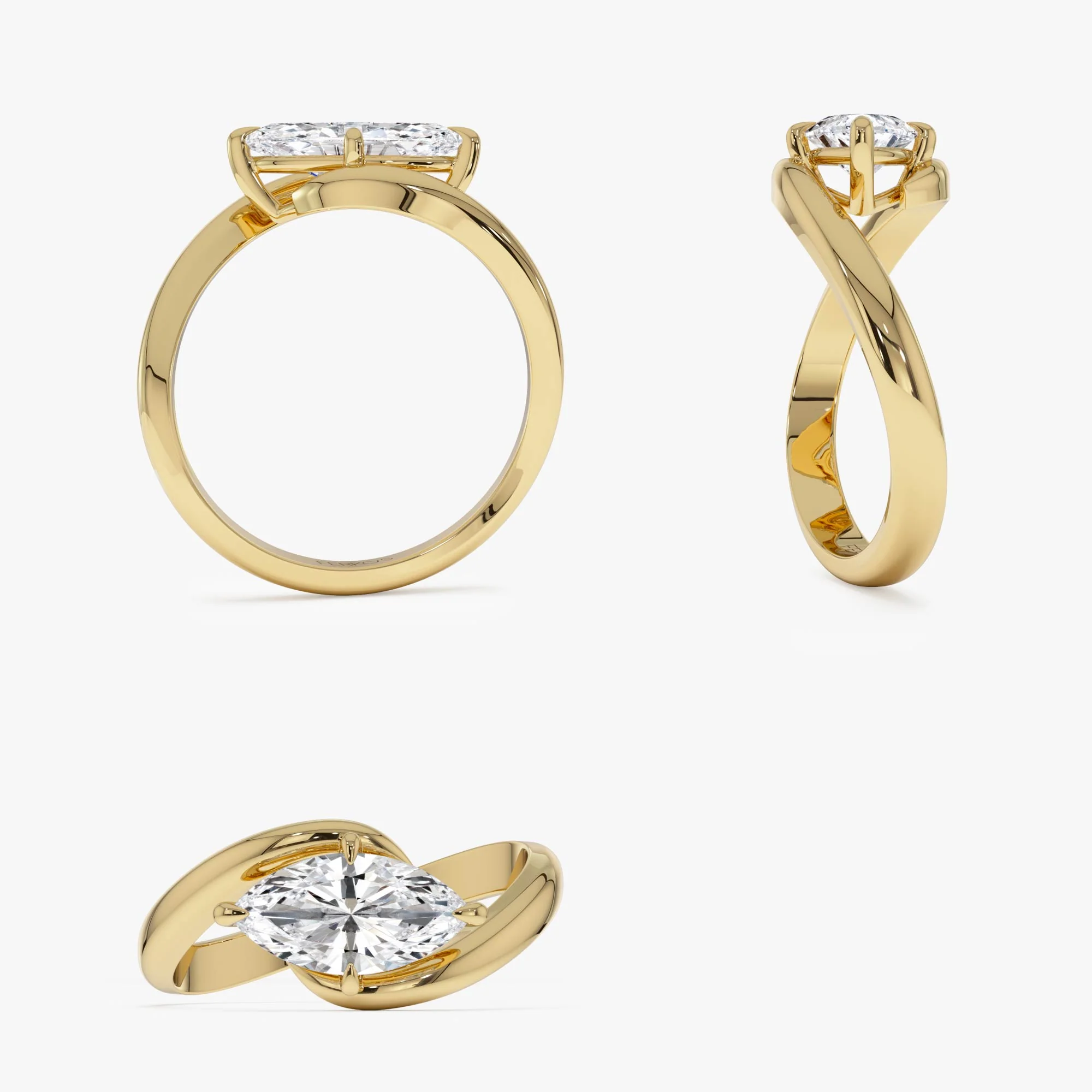 1.00 Ctw 14k Marquise Shaped Lab Grown Diamond Criss Cross Solitaire - Image 9