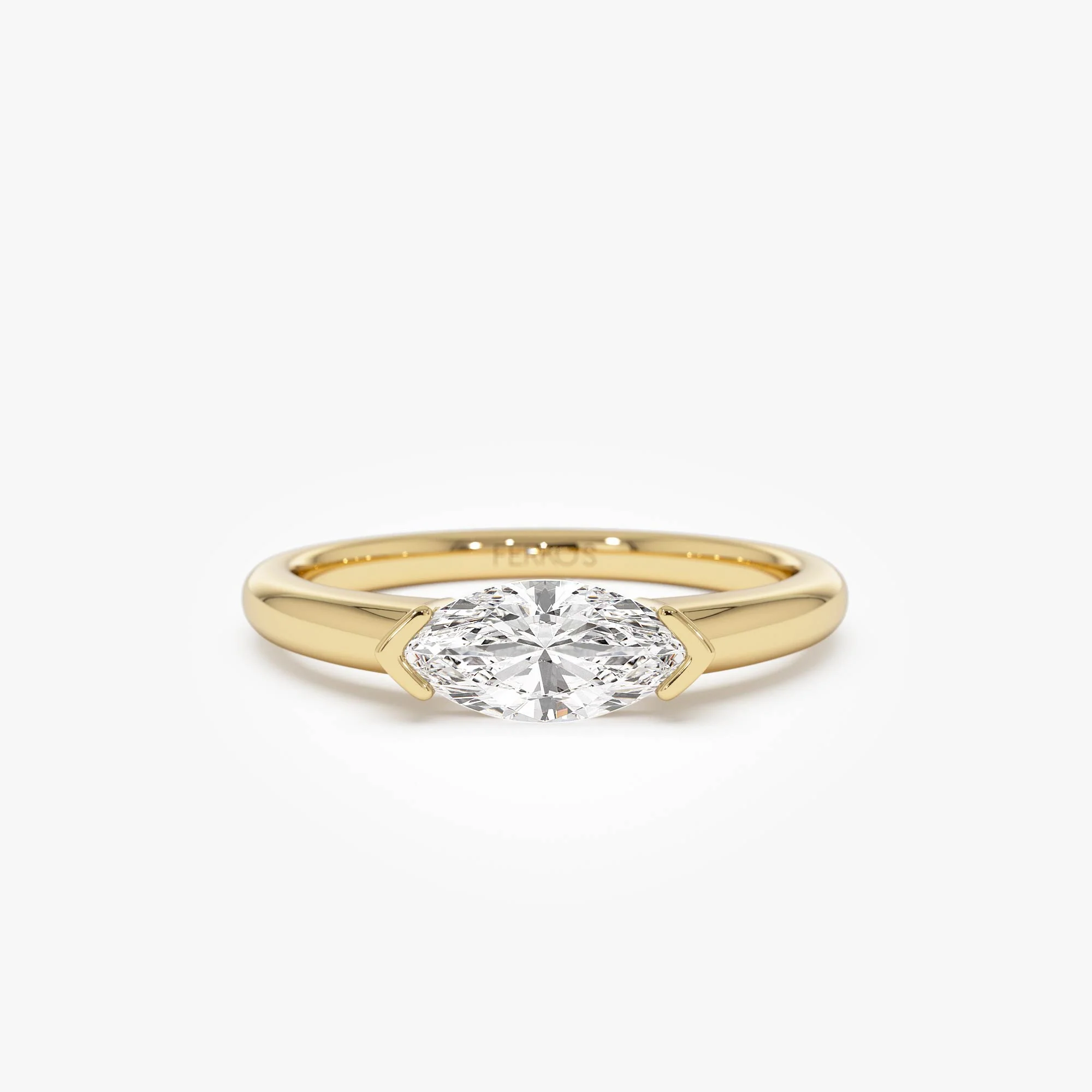 0.75 ctw 14k Marquise Shaped East-West Lab Grown Engagement Ring - Olivia