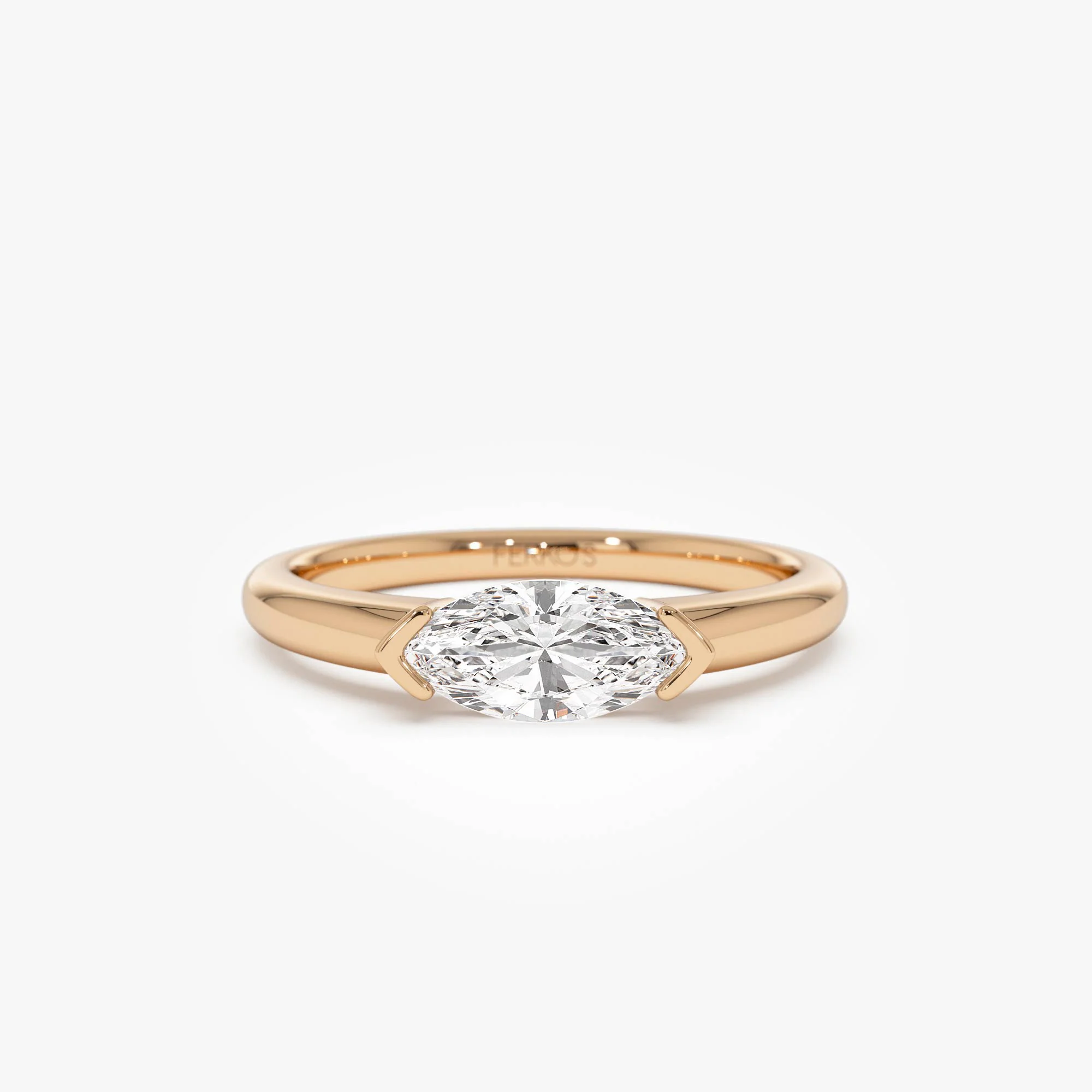 0.75 ctw 14k Marquise Shaped East-West Lab Grown Engagement Ring - Olivia - Image 7
