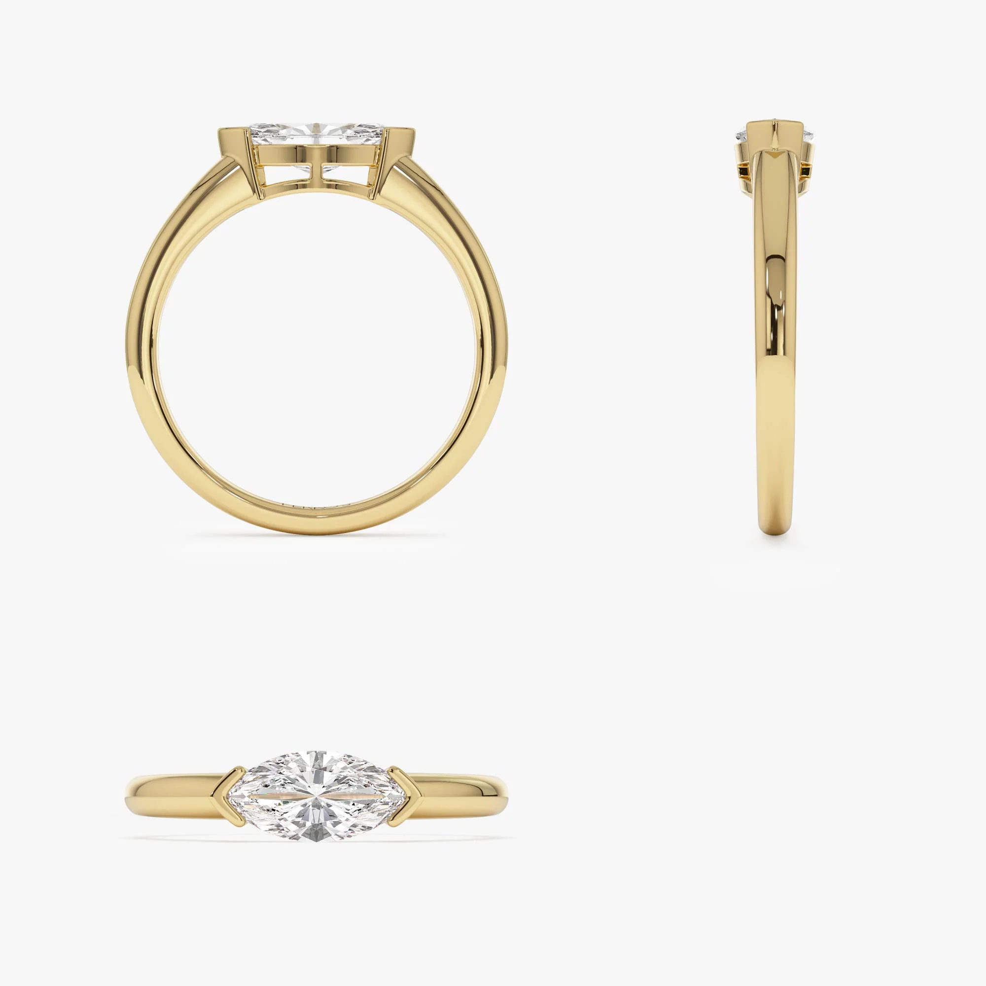 0.75 ctw 14k Marquise Shaped East-West Lab Grown Engagement Ring - Olivia - Image 8
