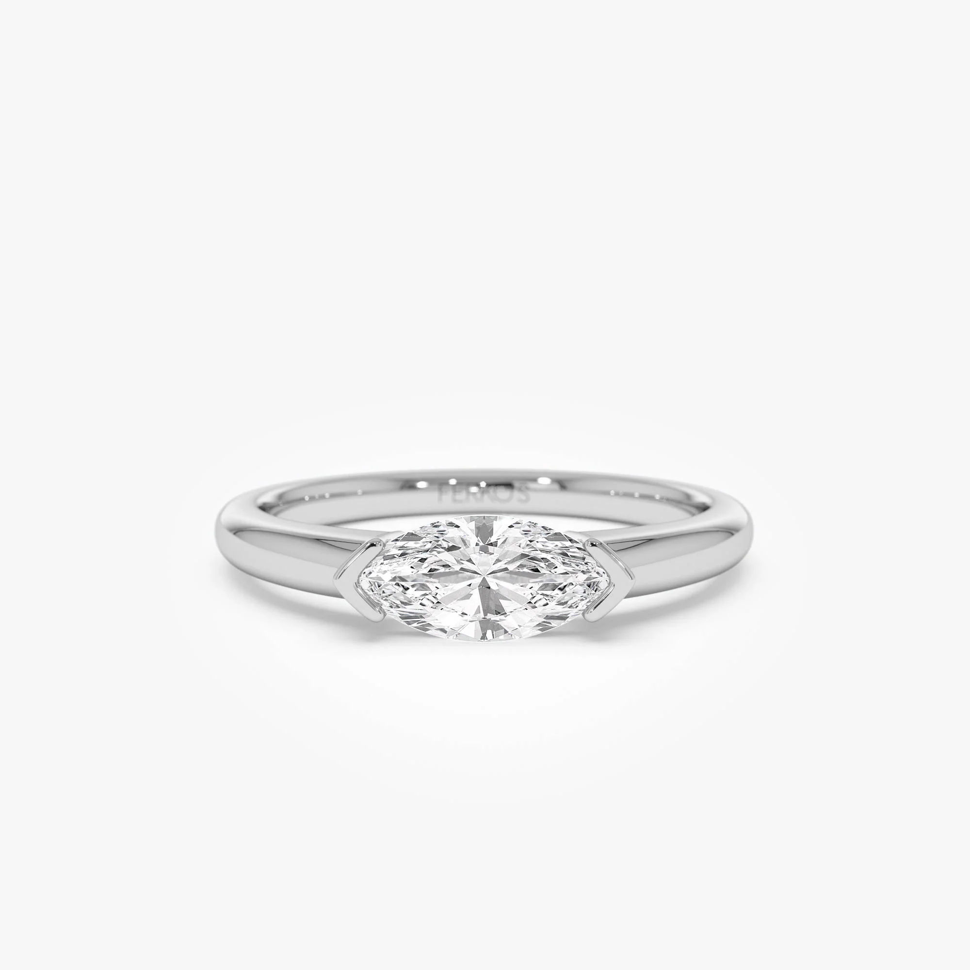 0.75 ctw 14k Marquise Shaped East-West Lab Grown Engagement Ring - Olivia - Image 9