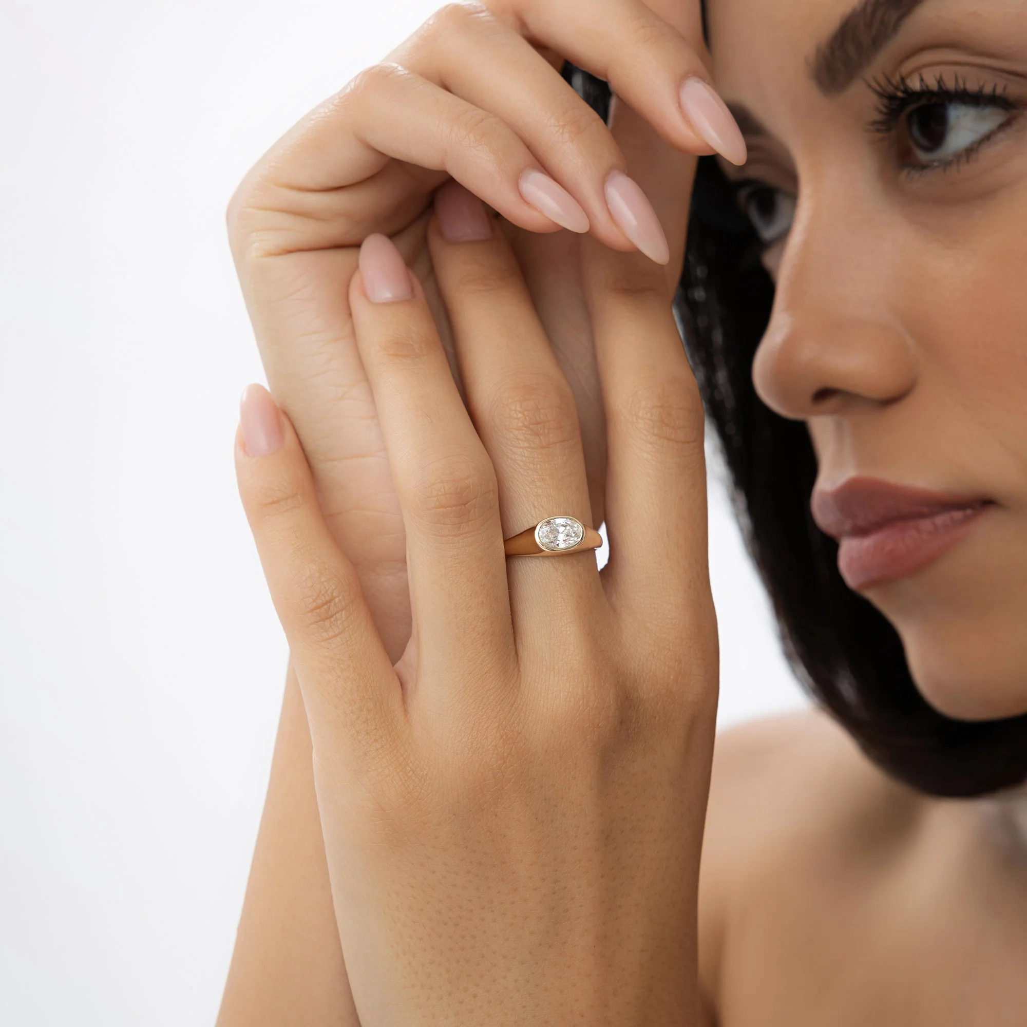 1.00 ctw 14k Oval Shape Lab Grown Diamond Ring - Amira - Image 4