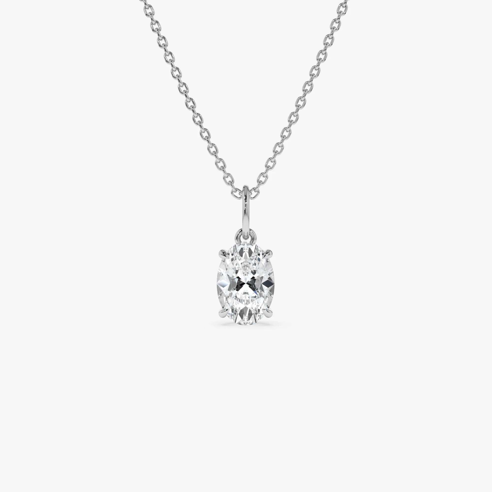 1.00 Ctw 14k Oval Shaped Lab Grown Diamond Classic Charm Necklace - Elda - Image 5