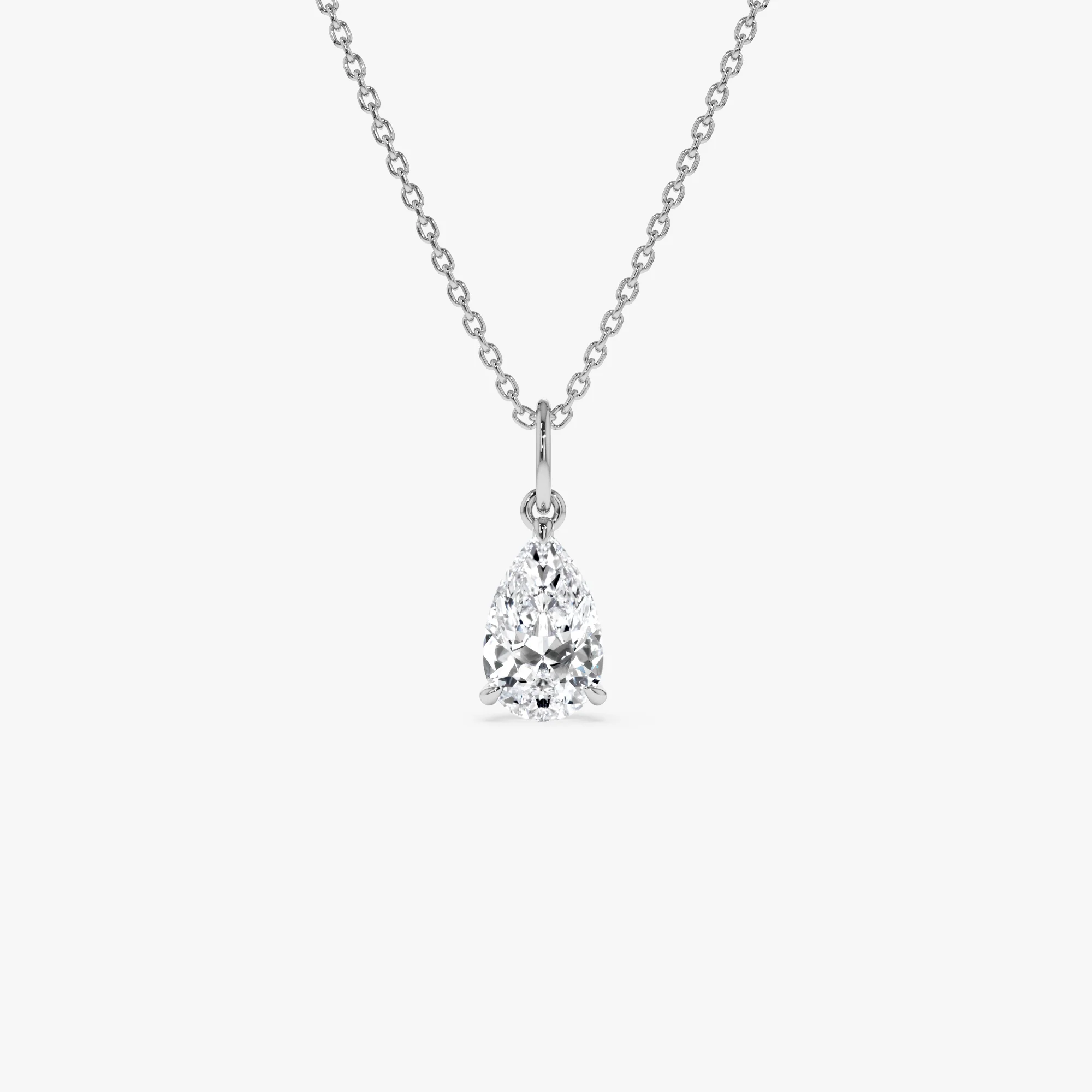 1.00 Ctw 14k Pear Shaped Lab Grown Diamond Classic Charm Necklace - Rita - Image 6