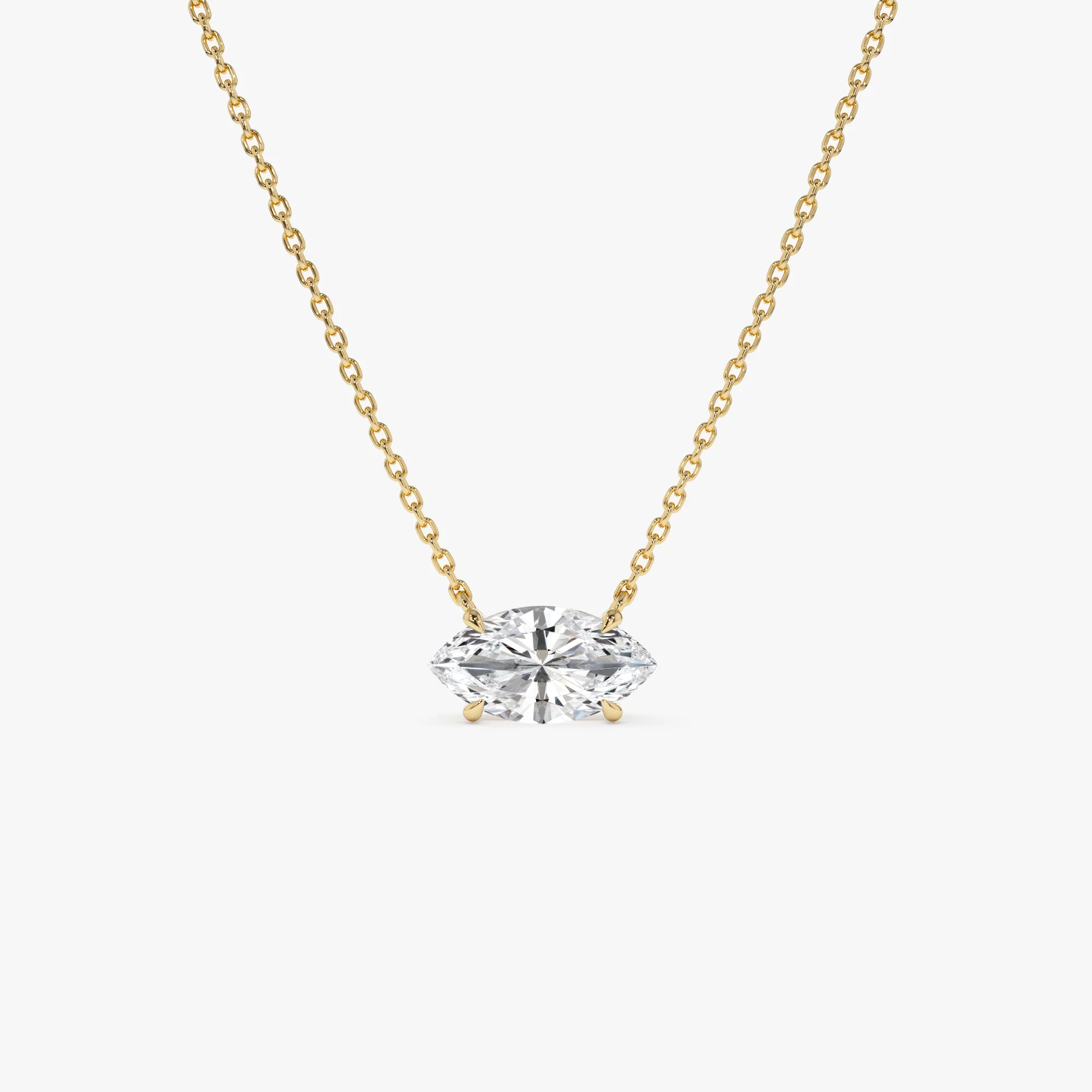1.00 Ctw 14k Prong Setting Marquise Shape Lab Grown Diamond Solitaire Necklace - Lilia