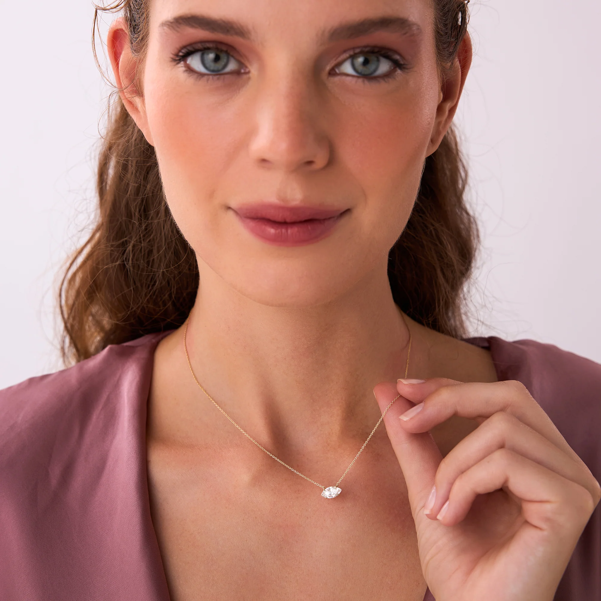 1.00 Ctw 14k Prong Setting Marquise Shape Lab Grown Diamond Solitaire Necklace - Lilia - Image 5