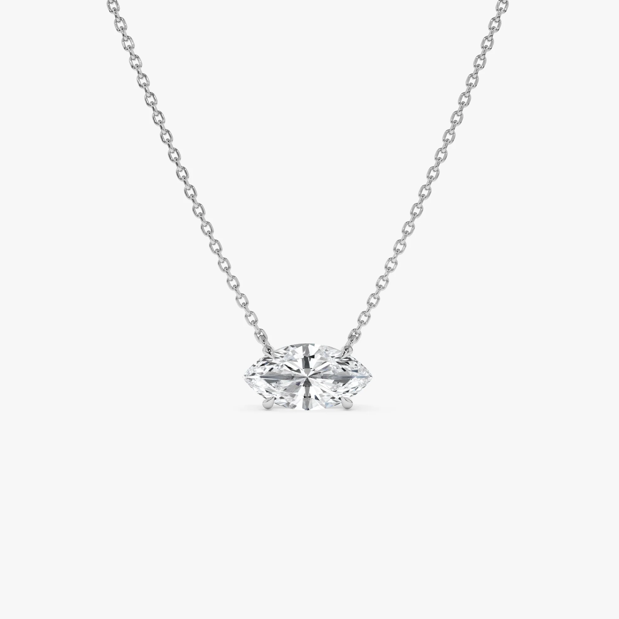 1.00 Ctw 14k Prong Setting Marquise Shape Lab Grown Diamond Solitaire Necklace - Lilia - Image 6