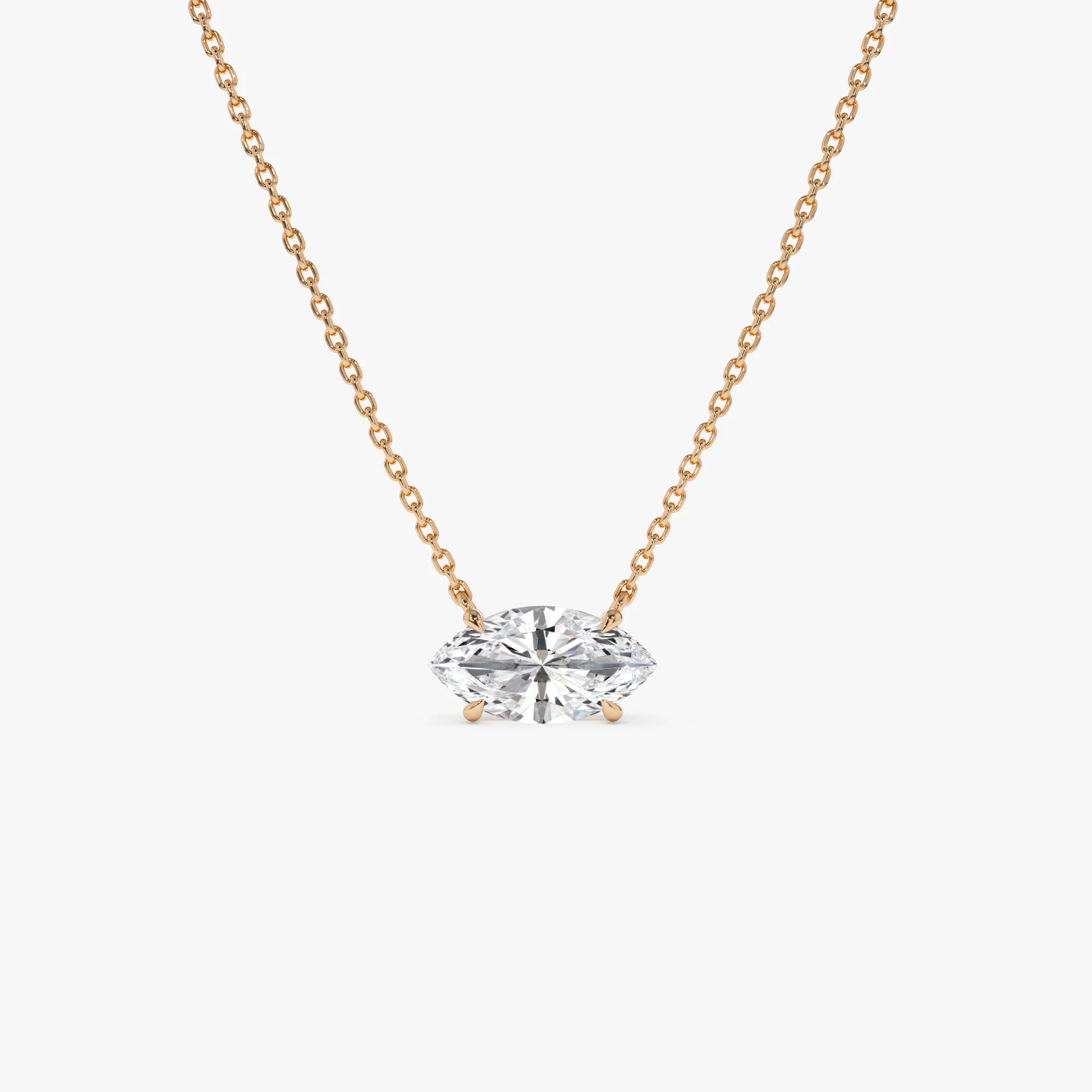 1.00 Ctw 14k Prong Setting Marquise Shape Lab Grown Diamond Solitaire Necklace - Lilia - Image 7