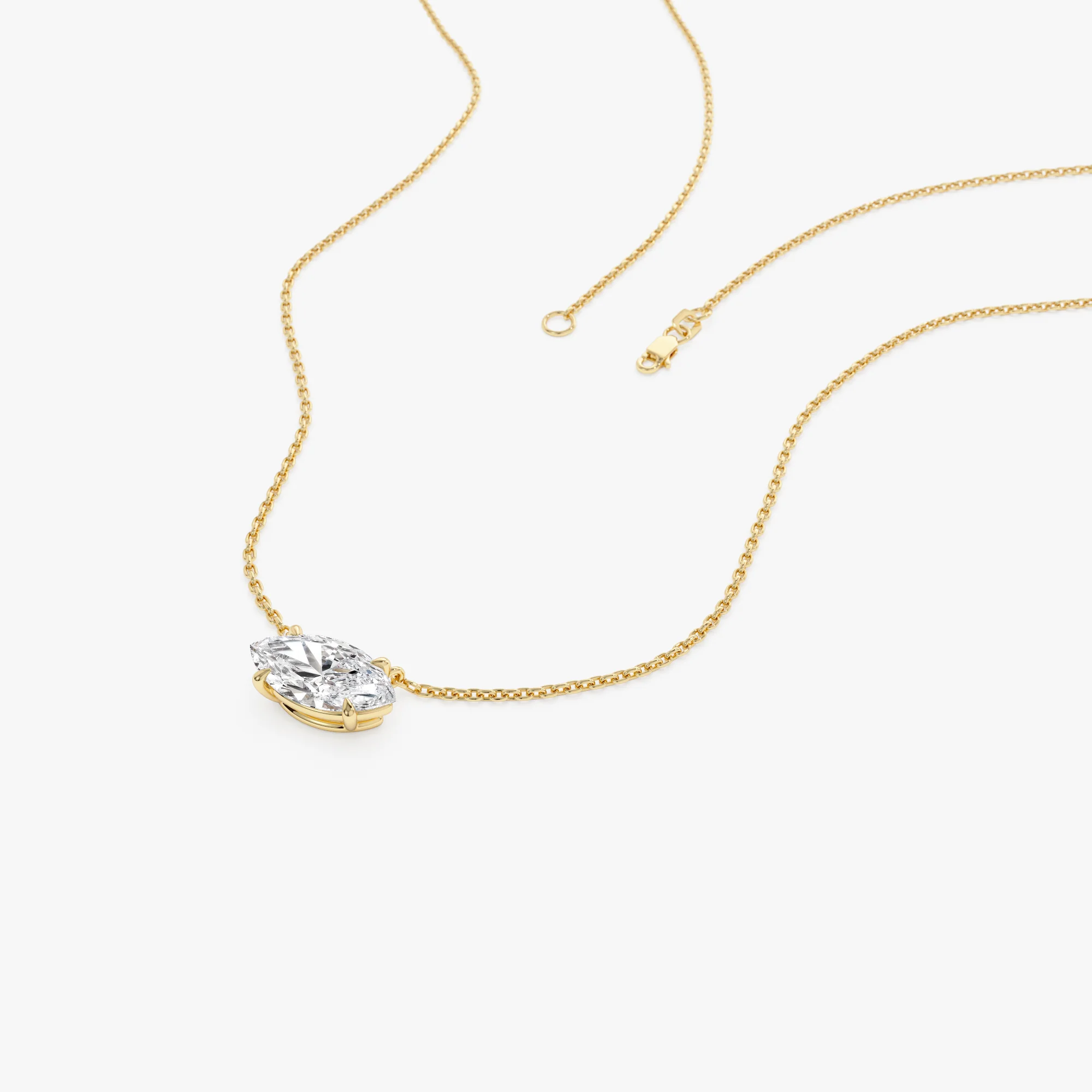 1.00 Ctw 14k Prong Setting Marquise Shape Lab Grown Diamond Solitaire Necklace - Lilia - Image 8