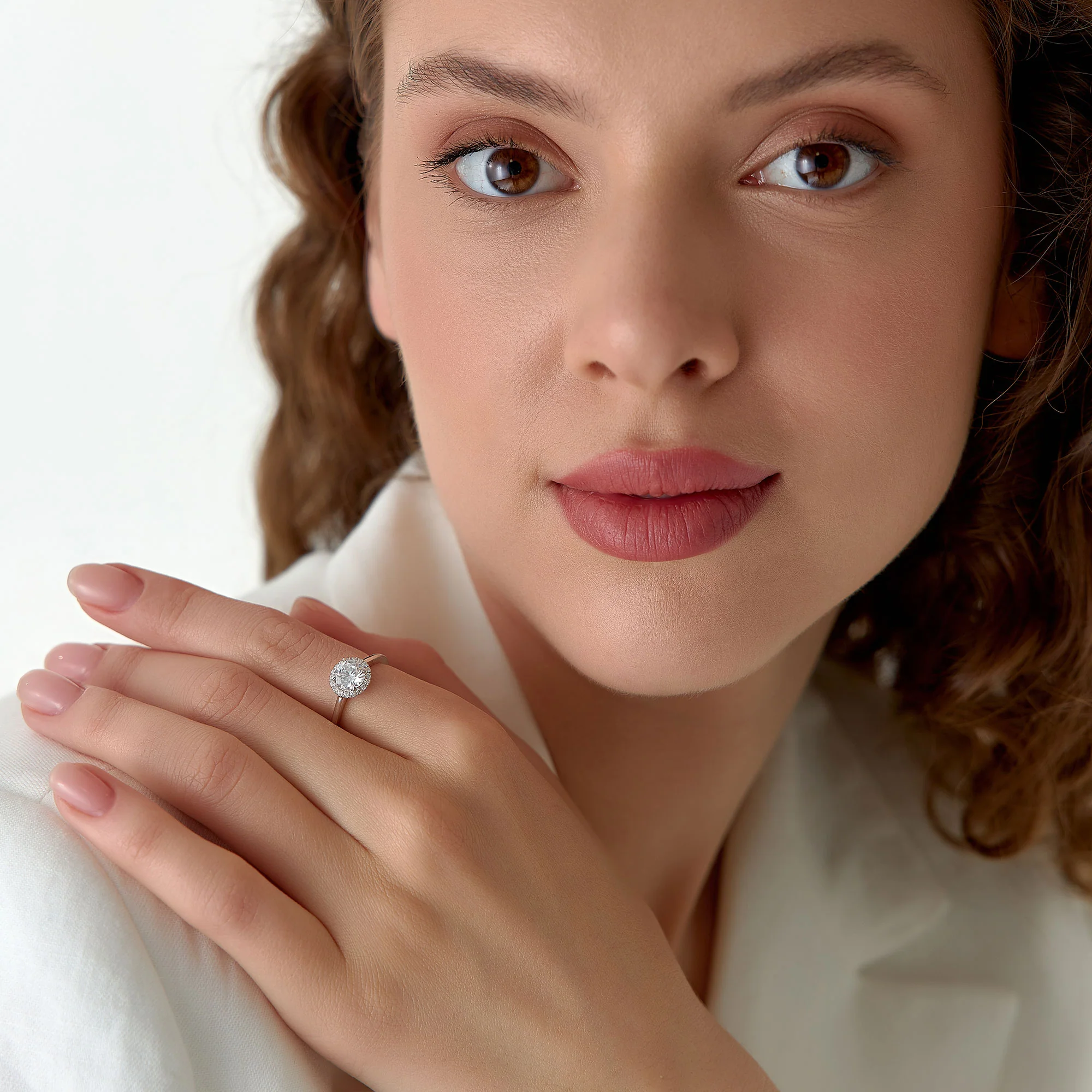 1.20 ctw 14k Halo Setting Round Lab Grown Diamond Engagement Ring - Vivien - Image 3