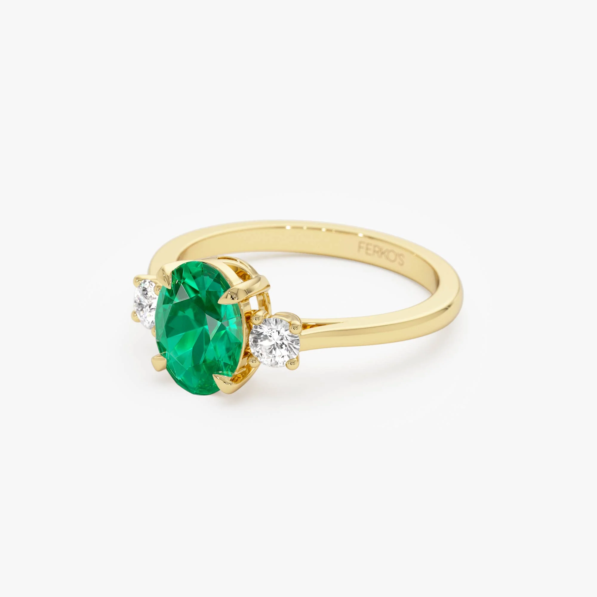 1.20 Ctw 14k Lab Grown Colombian Emerald and Diamond Three Stone Ring - Lyra - Image 8