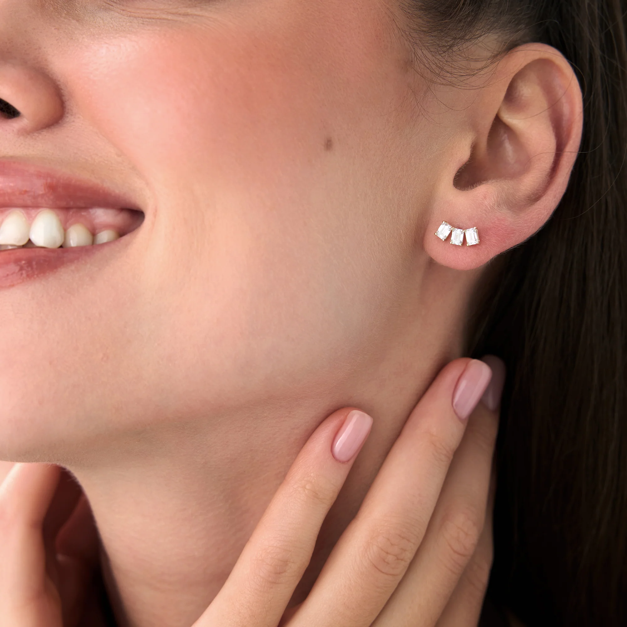 1.20 Ctw Lab Grown Emerald Cut Diamond Stud Earrings - Alba - Image 3