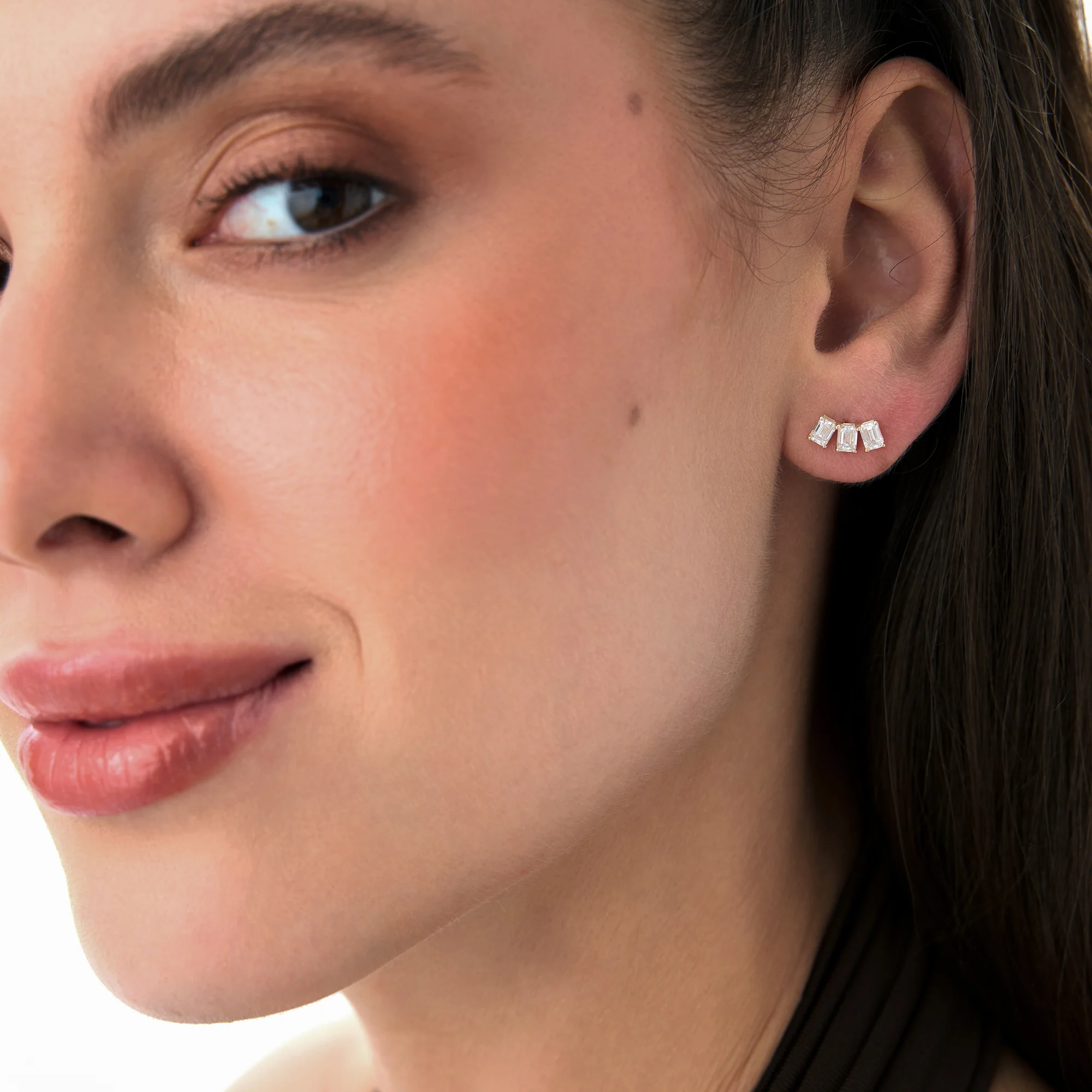 1.20 Ctw Lab Grown Emerald Cut Diamond Stud Earrings - Alba - Image 4