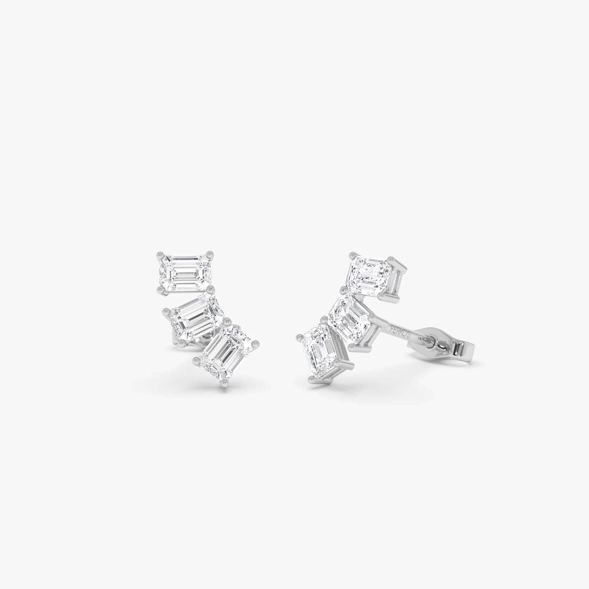 1.20 Ctw Lab Grown Emerald Cut Diamond Stud Earrings - Alba - Image 5