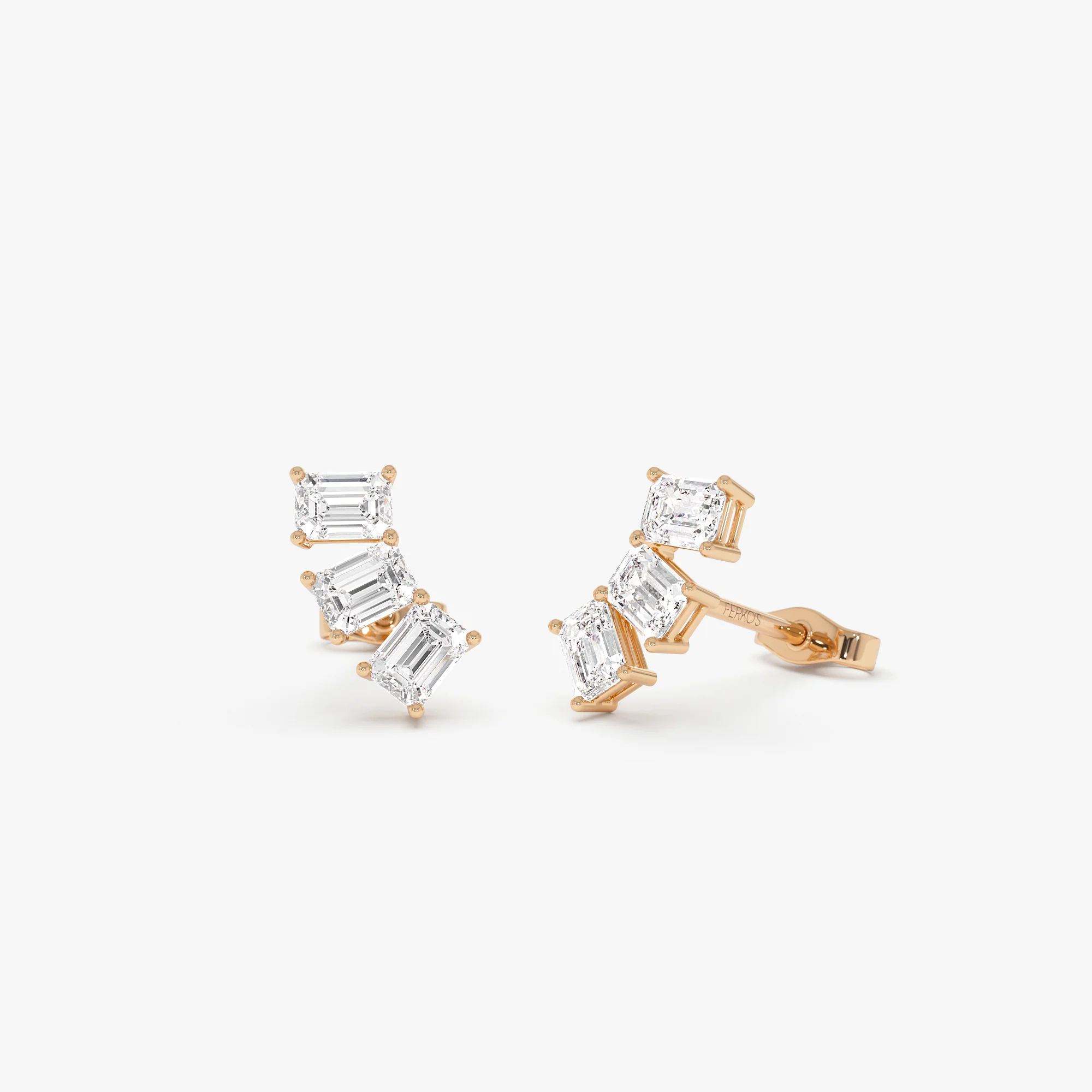 1.20 Ctw Lab Grown Emerald Cut Diamond Stud Earrings - Alba - Image 6