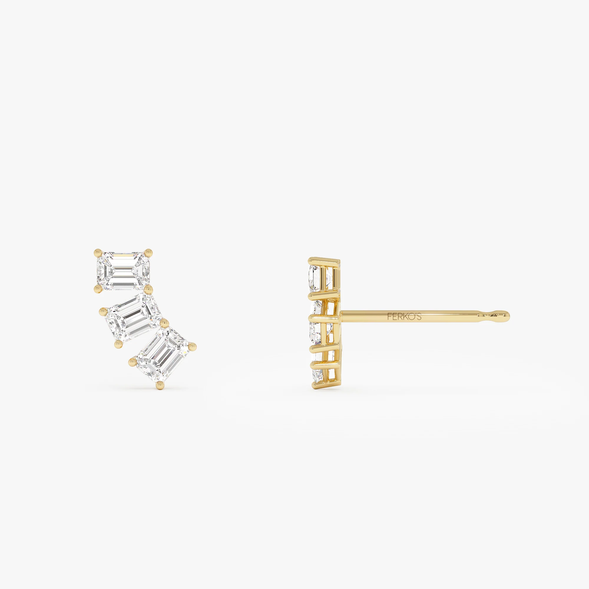 1.20 Ctw Lab Grown Emerald Cut Diamond Stud Earrings - Alba - Image 7