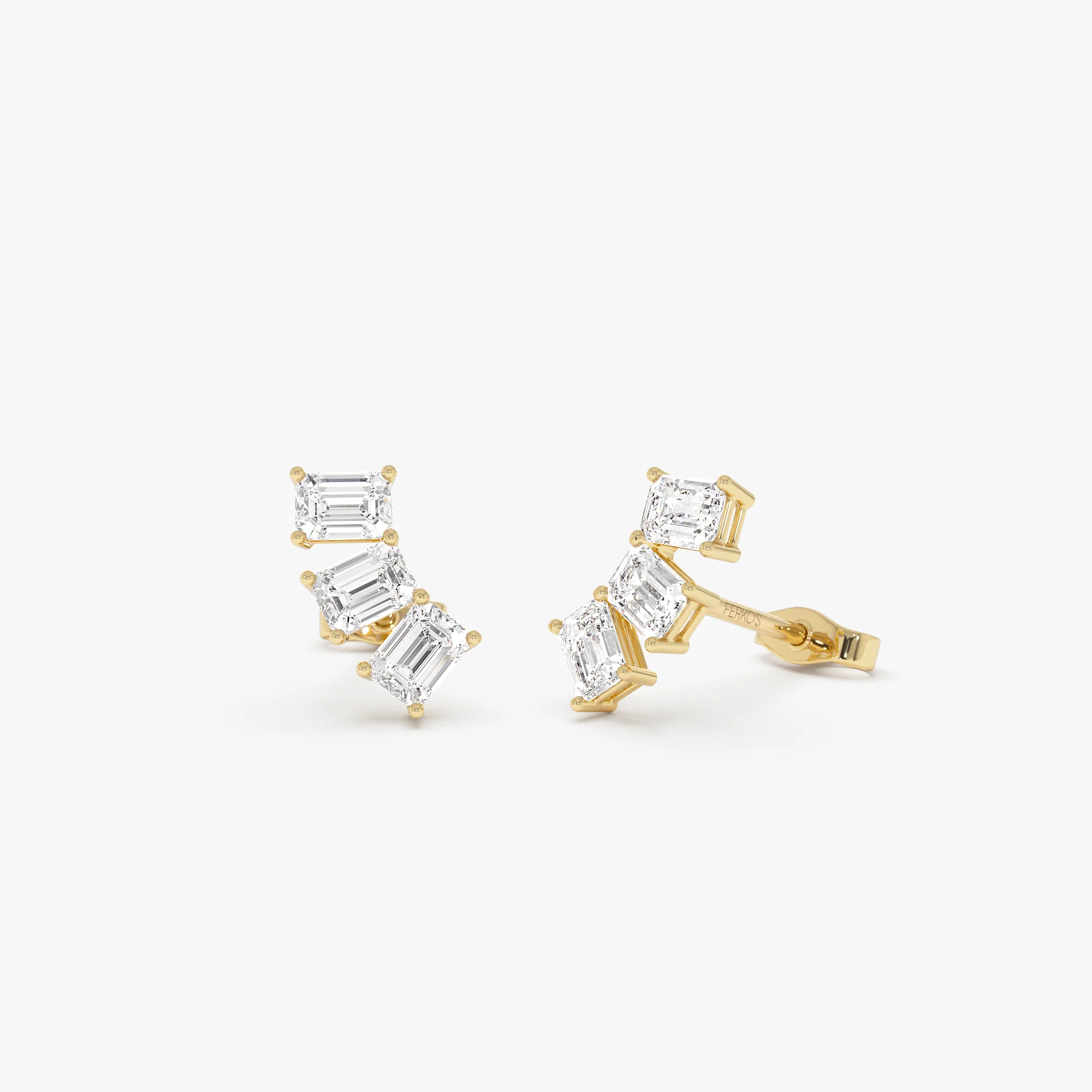 1.20 Ctw Lab Grown Emerald Cut Diamond Stud Earrings - Alba - Image 8