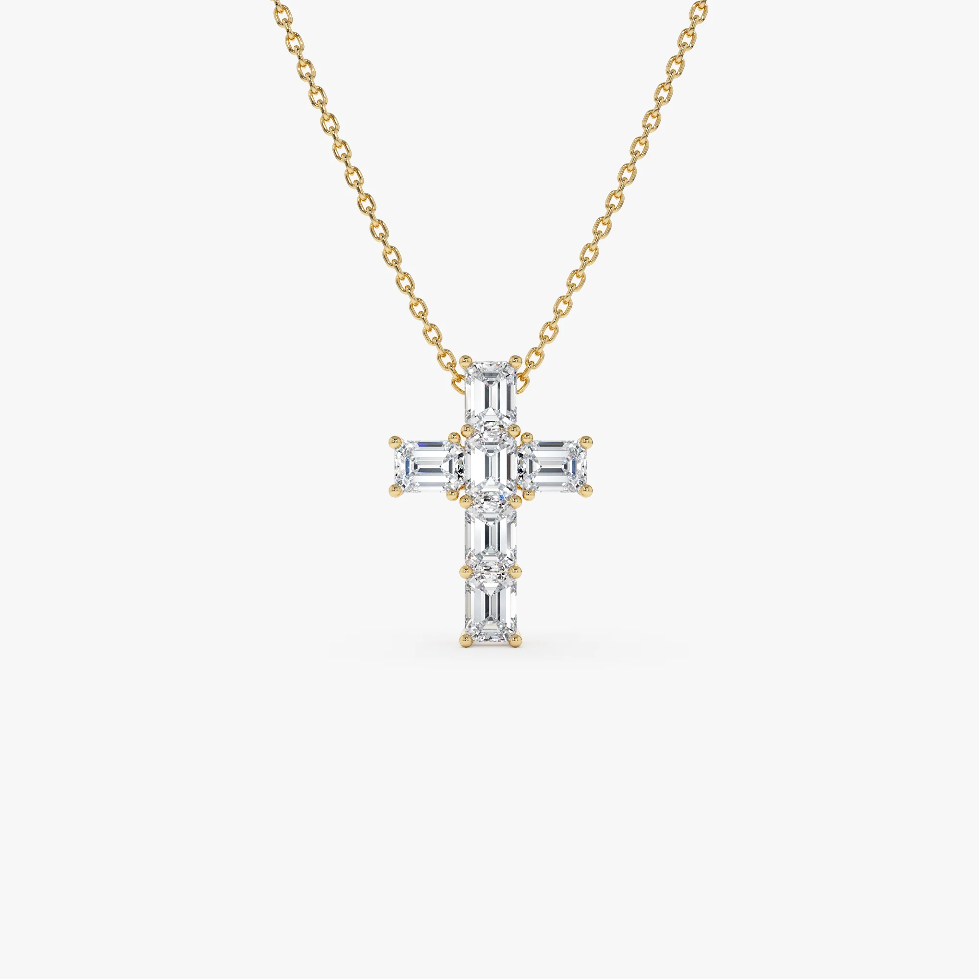1.25 Ctw 14k Emerald Cut Lab Grown Diamond Cross Necklace - Addison