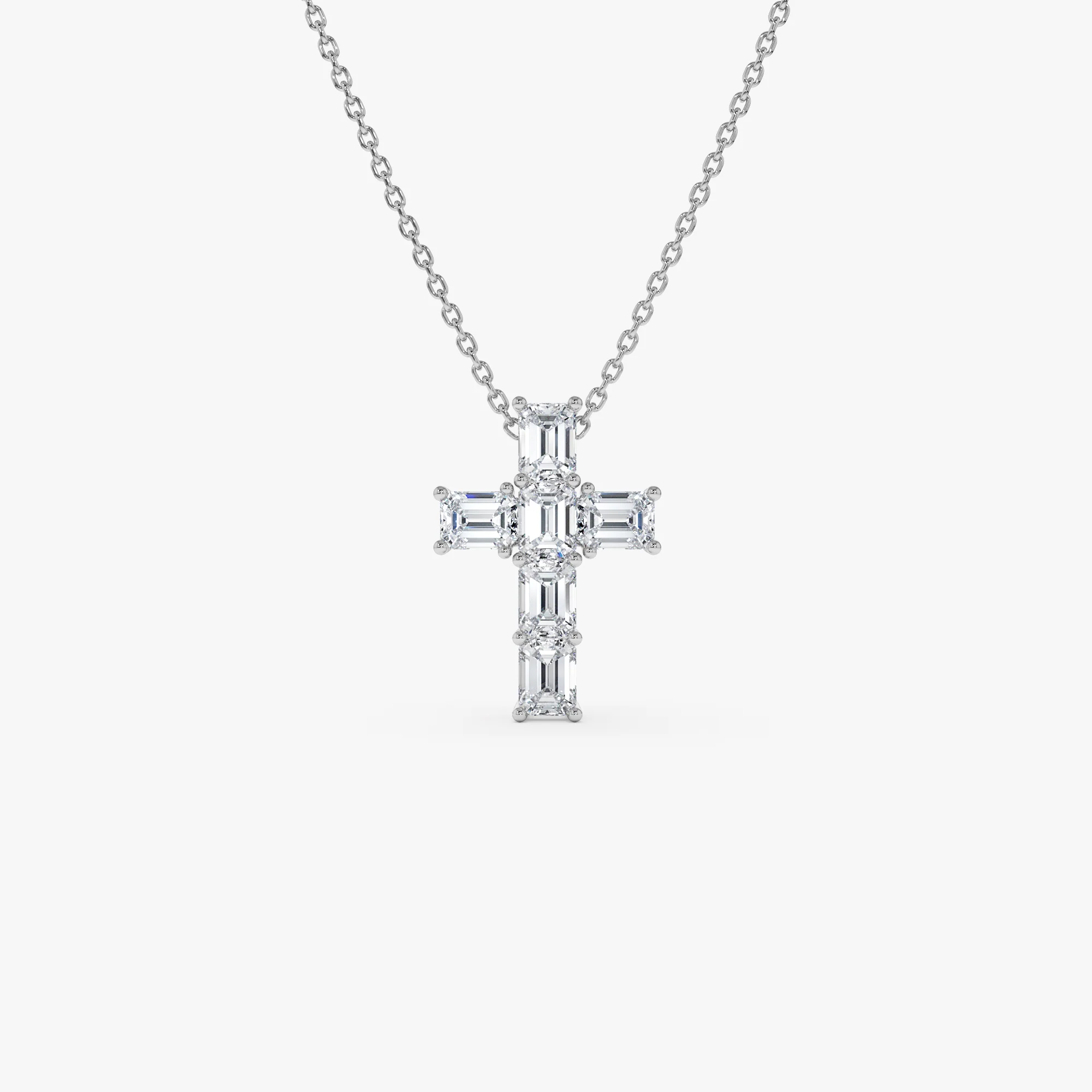 1.25 Ctw 14k Emerald Cut Lab Grown Diamond Cross Necklace - Addison - Image 6