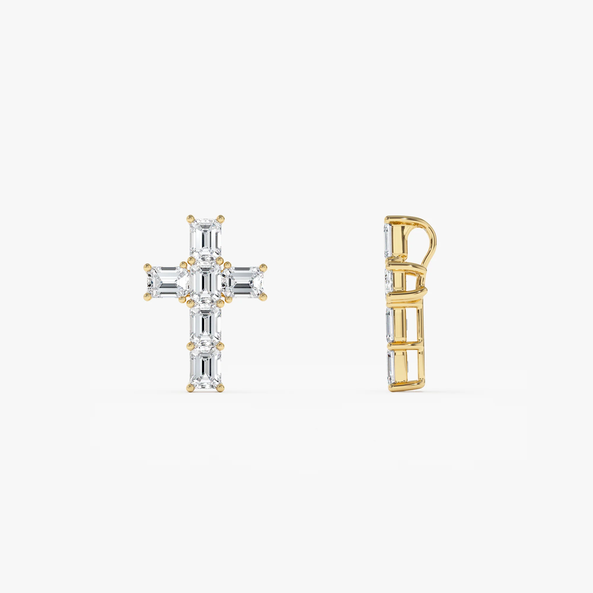 1.25 Ctw 14k Emerald Cut Lab Grown Diamond Cross Necklace - Addison - Image 8