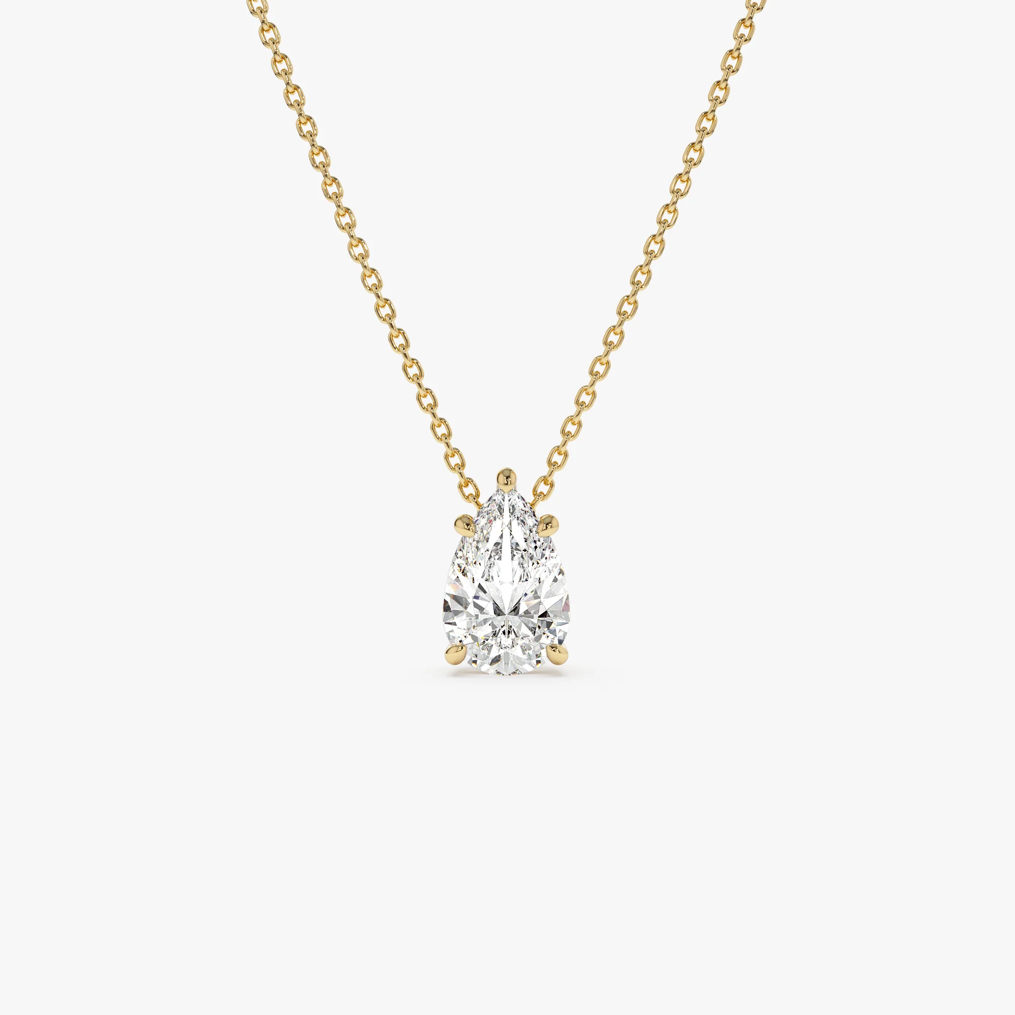 1.25 ctw 14k Five Prong Pear Shaped Lab Grown Diamond Necklace - Gianna