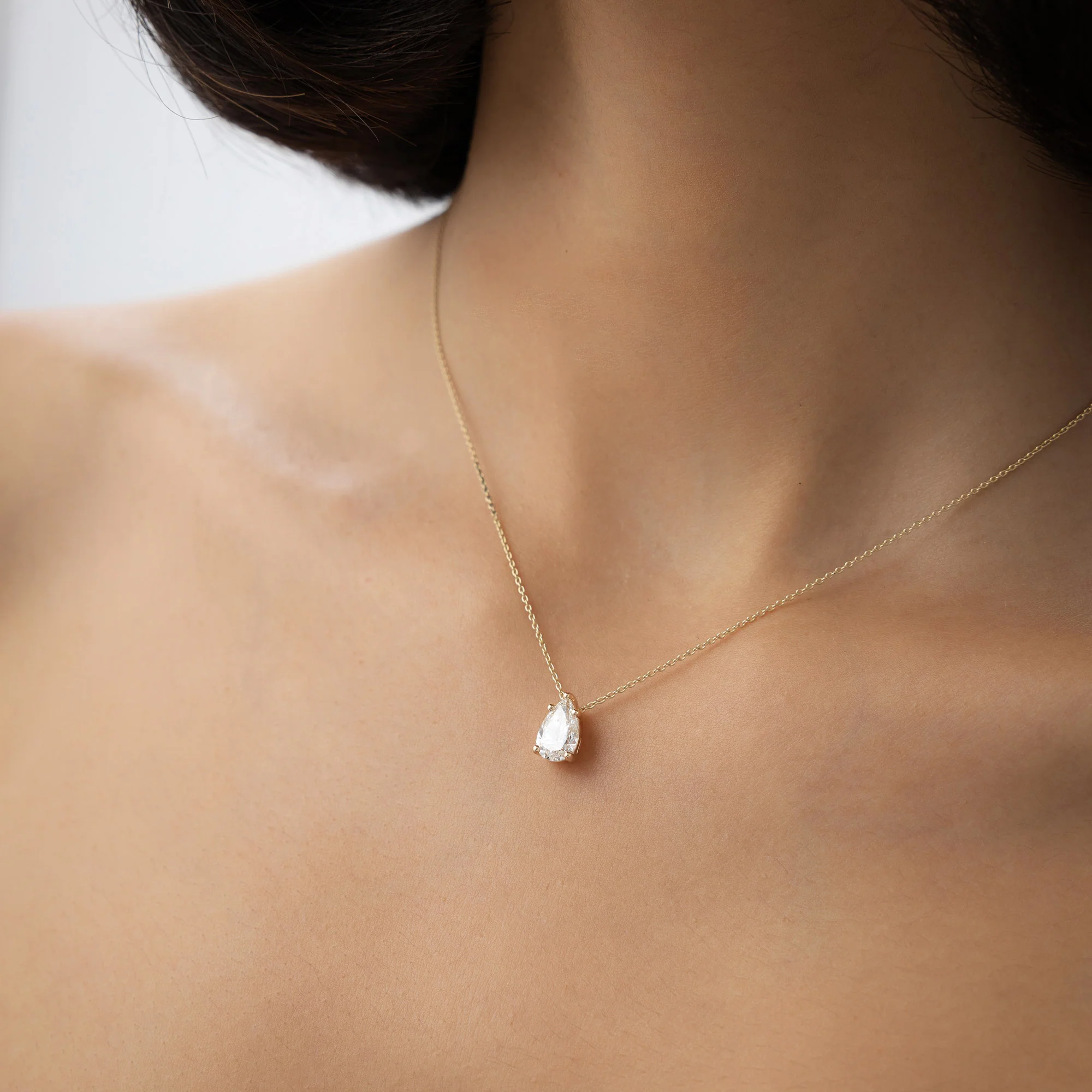 1.25 ctw 14k Five Prong Pear Shaped Lab Grown Diamond Necklace - Gianna - Image 2