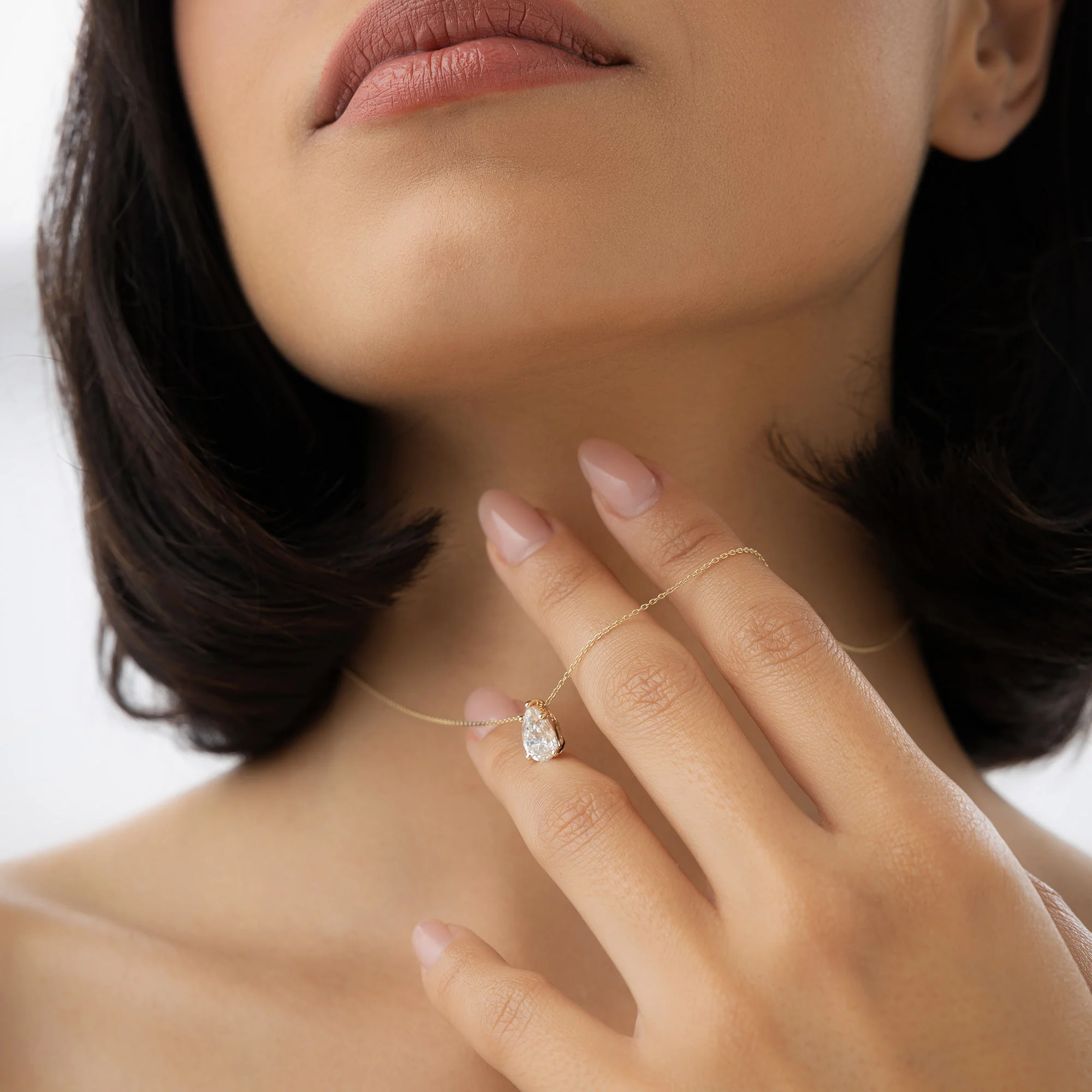 1.25 ctw 14k Five Prong Pear Shaped Lab Grown Diamond Necklace - Gianna - Image 3