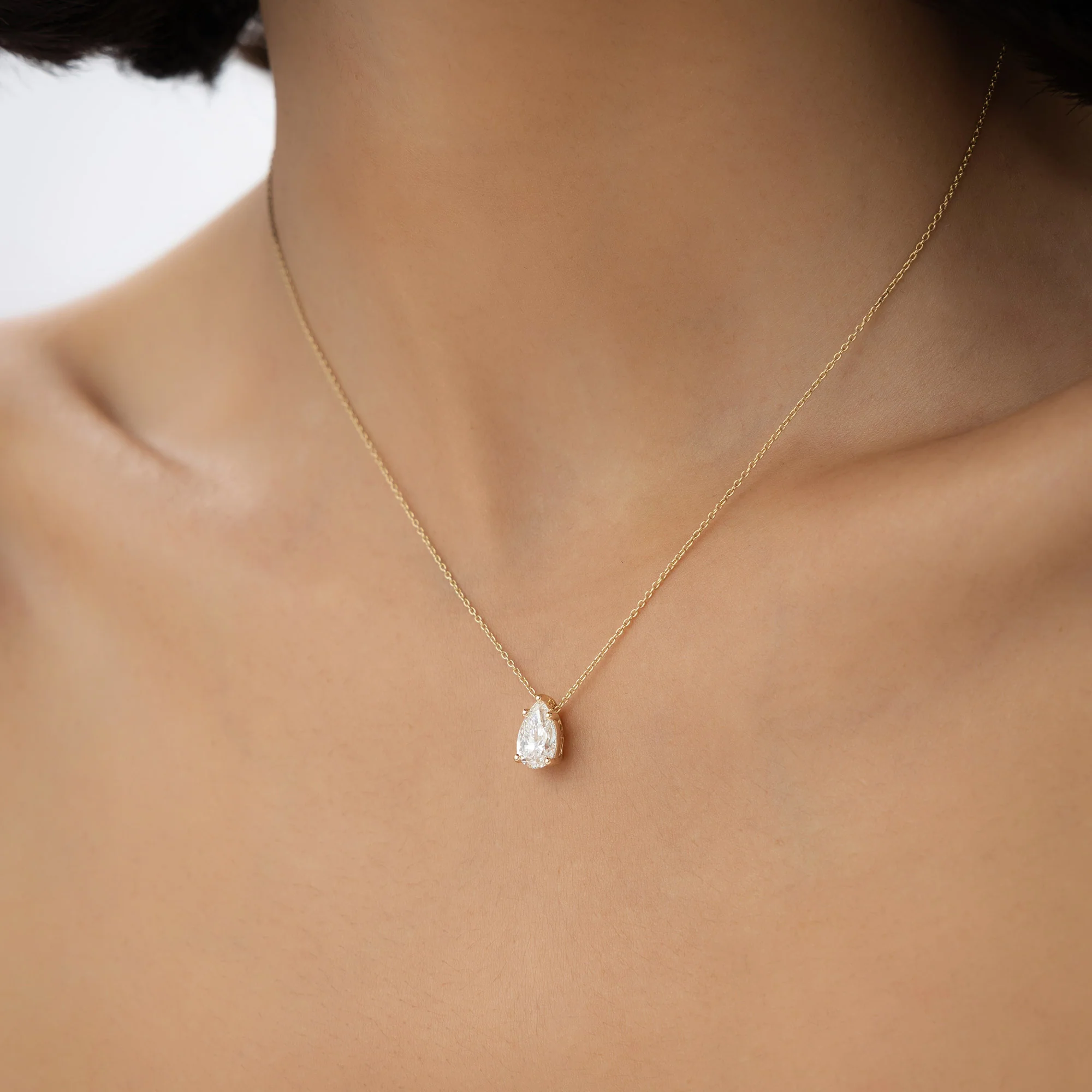 1.25 ctw 14k Five Prong Pear Shaped Lab Grown Diamond Necklace - Gianna - Image 4