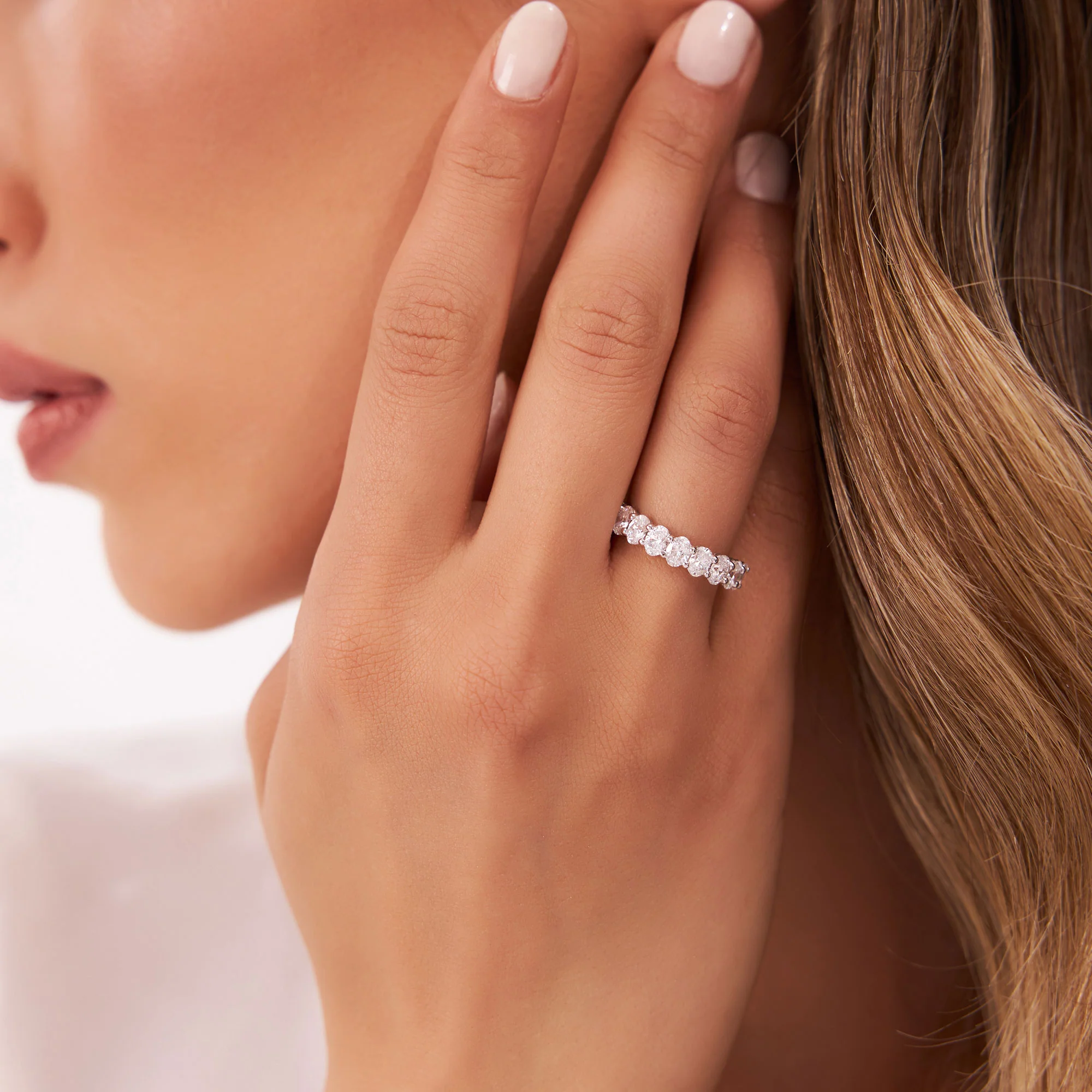 1.25 ctw 14k Prong Setting Seven Stone Oval Cut Lab Grown Diamond Wedding Ring - Marie - Image 3
