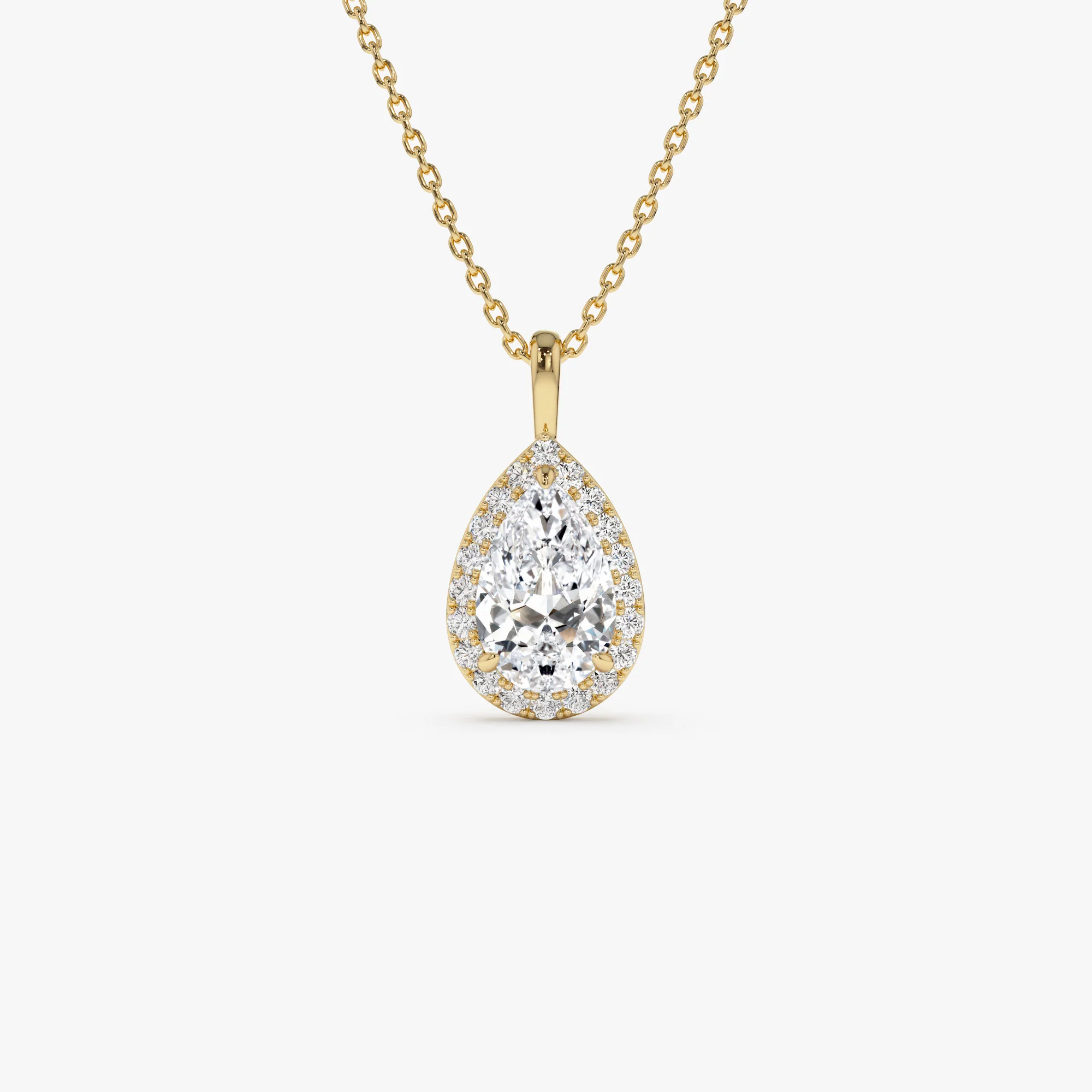 1.25ctw 14k Pear Shaped Halo Setting Lab Grown Diamond Necklace - Liana