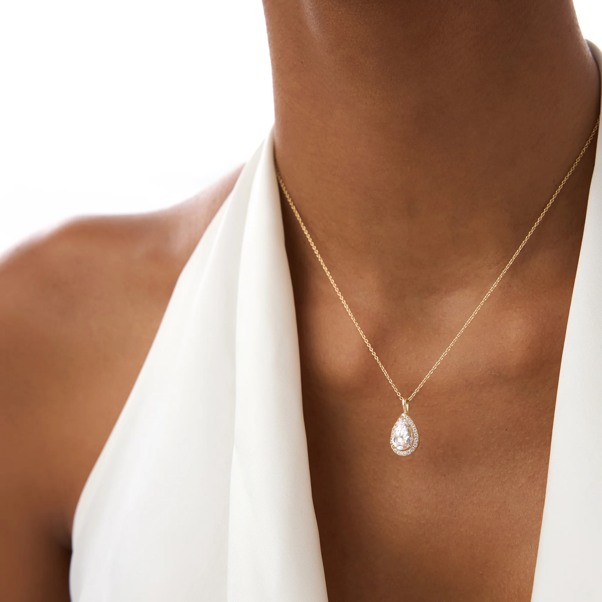 1.25ctw 14k Pear Shaped Halo Setting Lab Grown Diamond Necklace - Liana - Image 4
