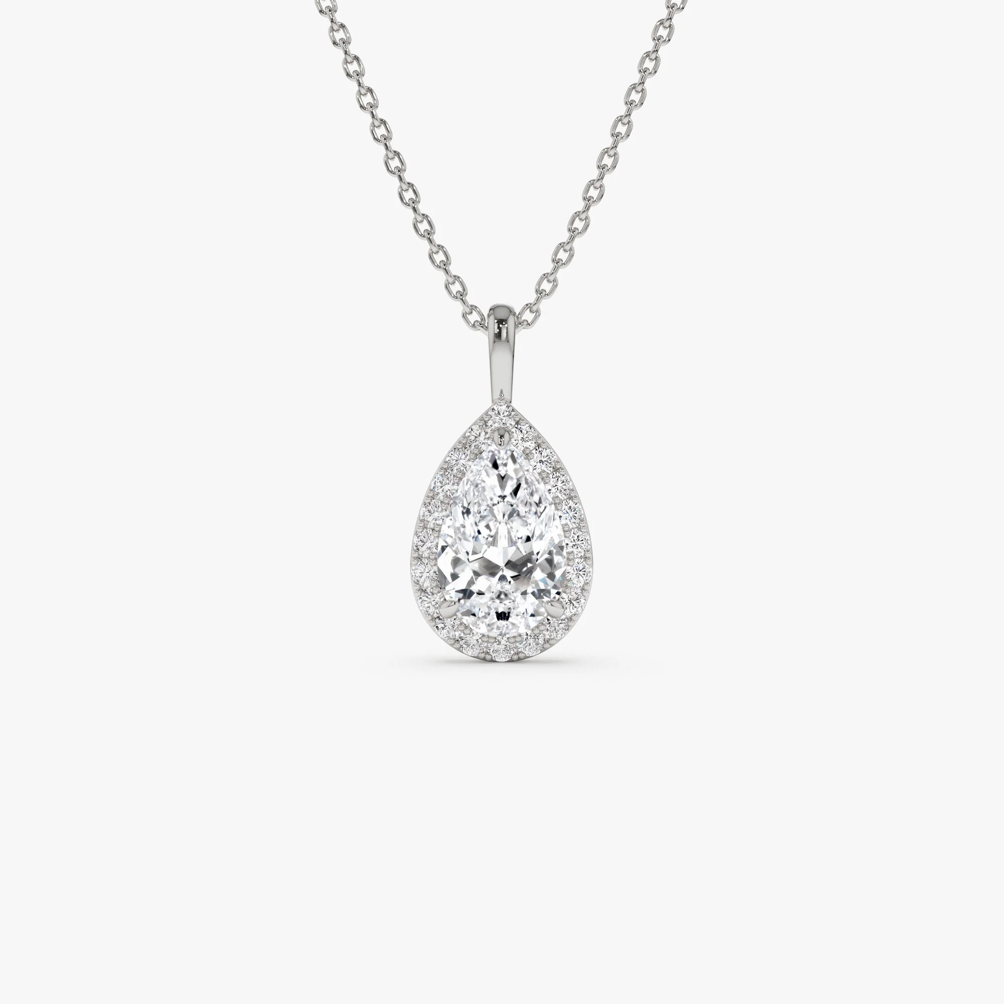 1.25ctw 14k Pear Shaped Halo Setting Lab Grown Diamond Necklace - Liana - Image 8