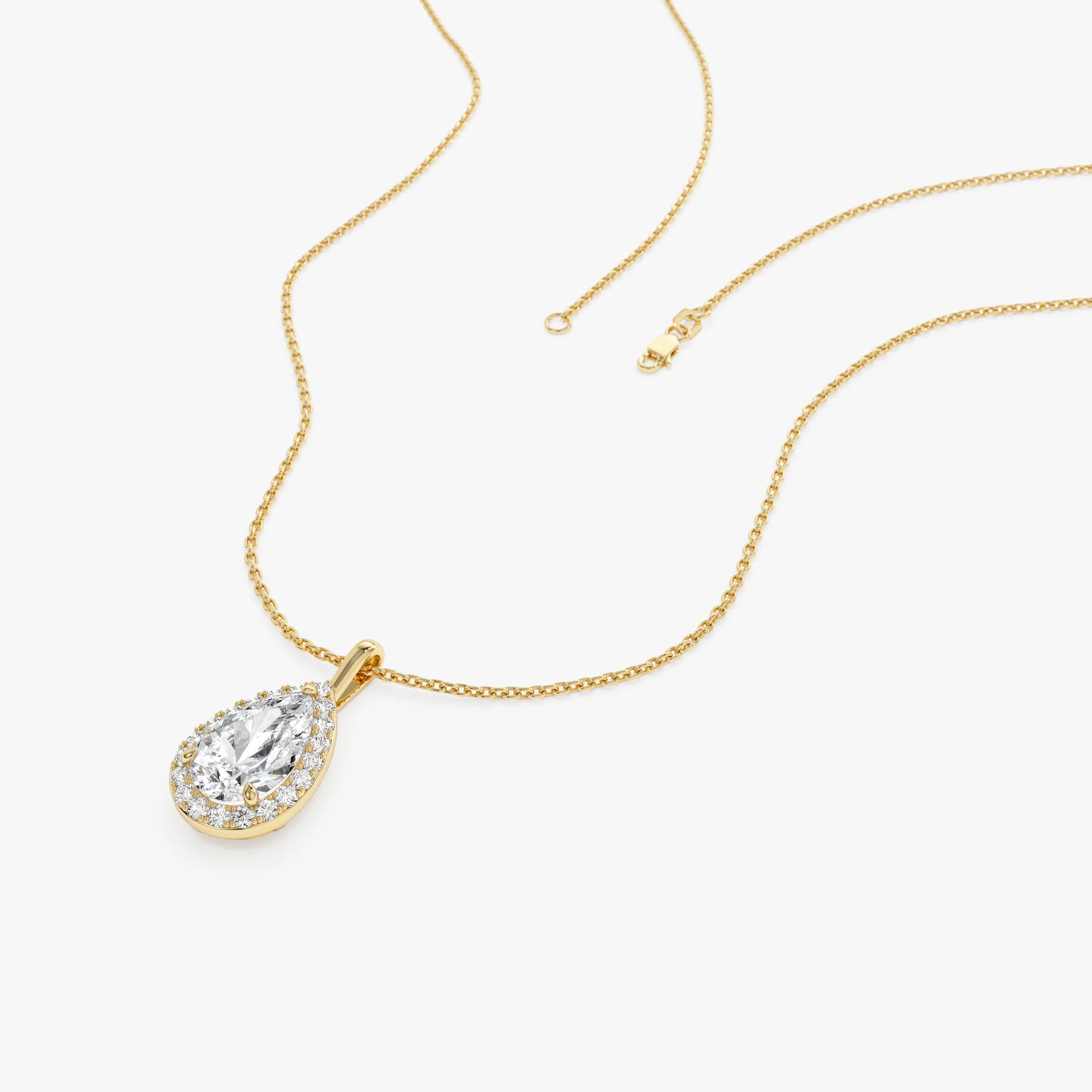 1.25ctw 14k Pear Shaped Halo Setting Lab Grown Diamond Necklace - Liana - Image 9