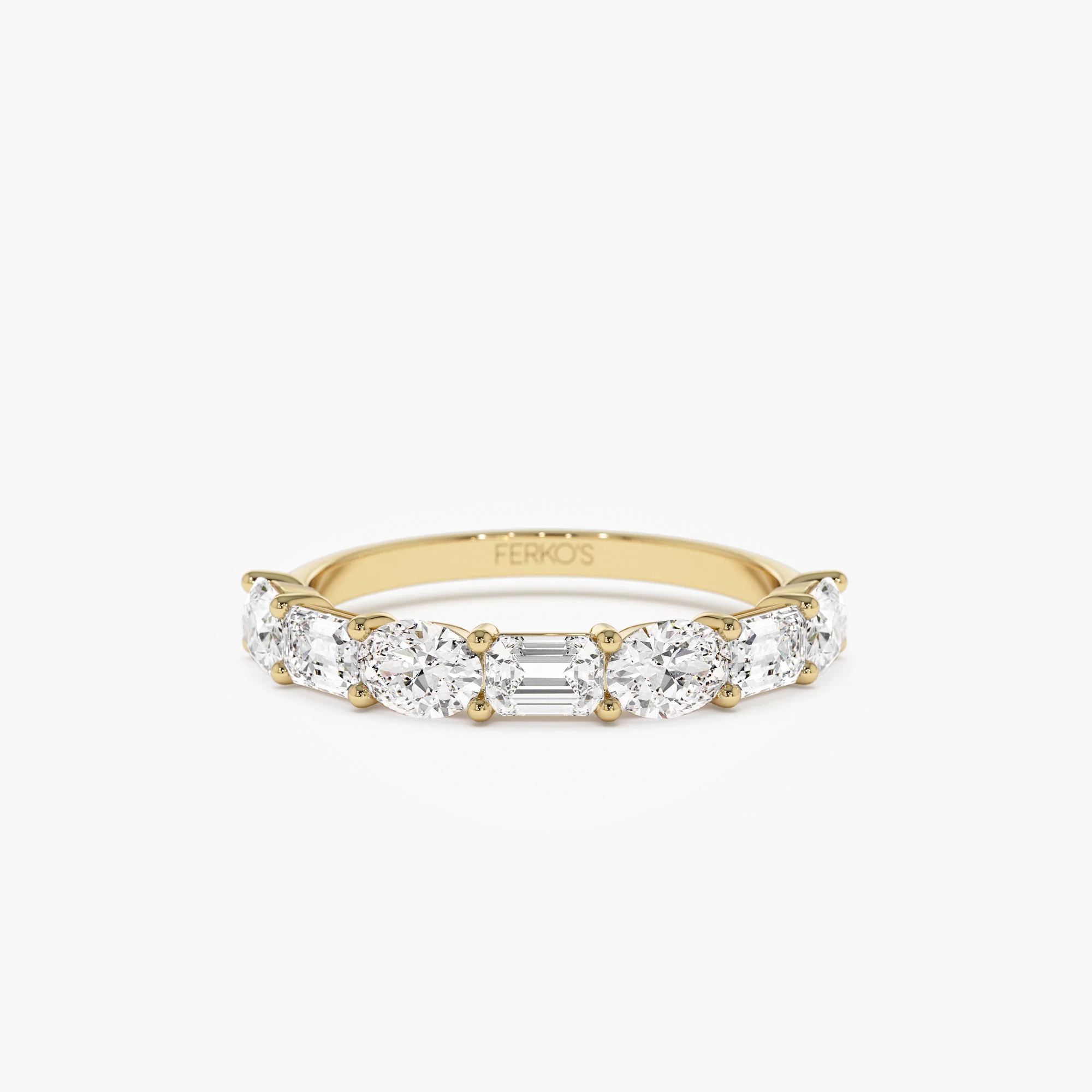 1.30 ctw 14k East West Prong Setting Seven Stone Oval & Emerald Cut Lab Grown Diamond Ring - Jayleen