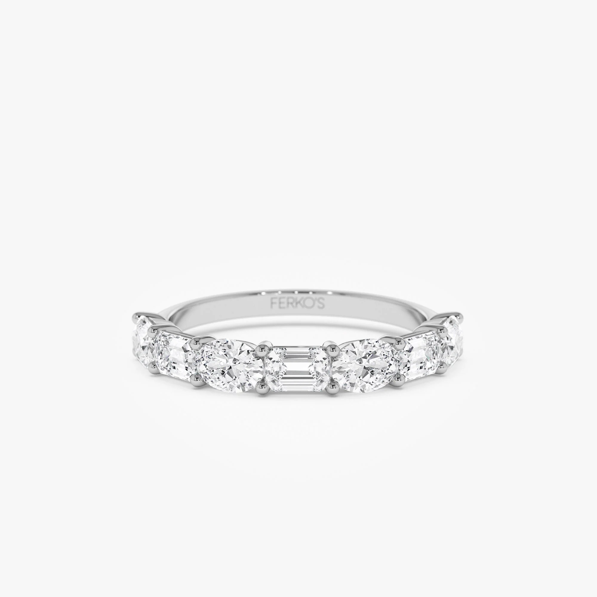 1.30 ctw 14k East West Prong Setting Seven Stone Oval & Emerald Cut Lab Grown Diamond Ring - Jayleen - Image 5