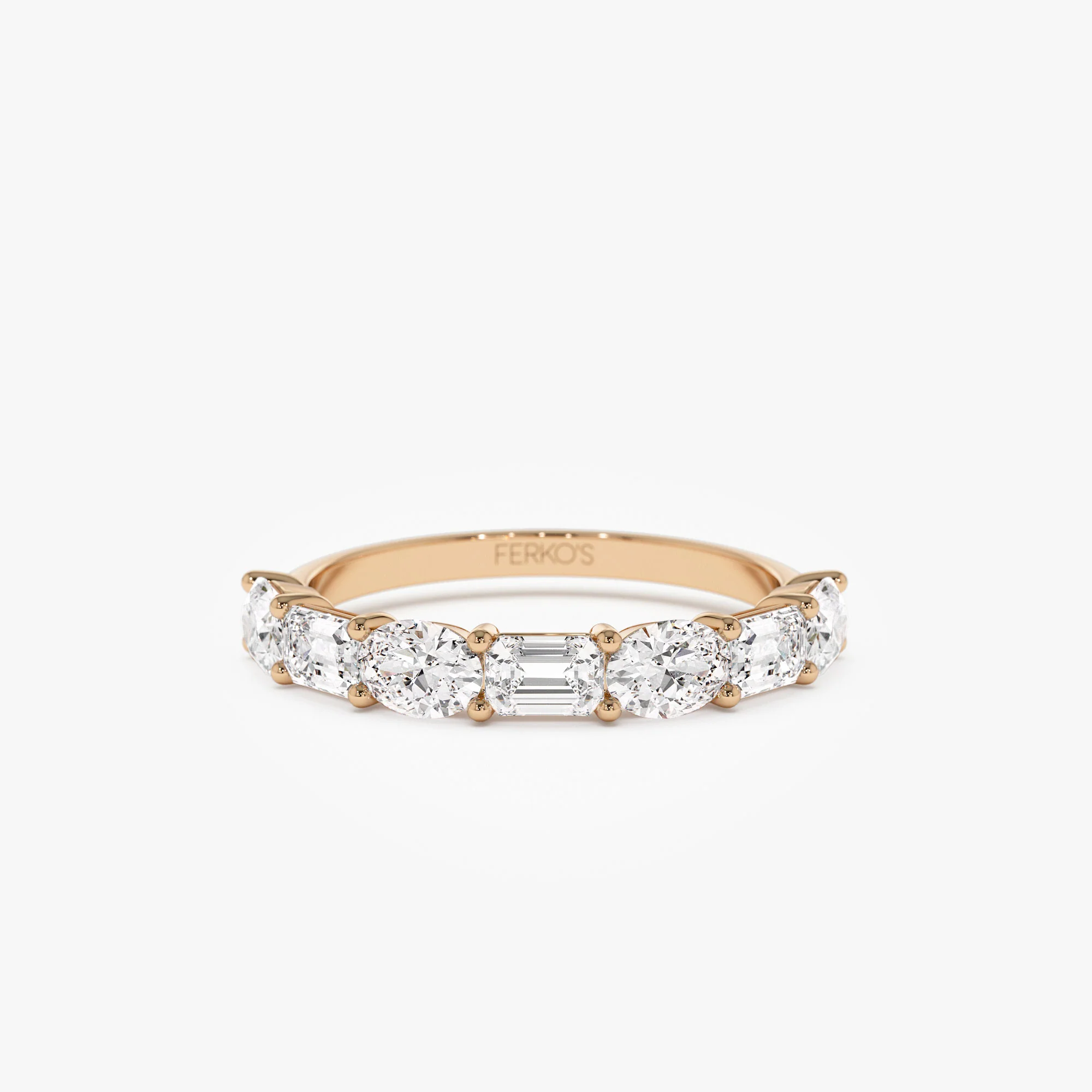 1.30 ctw 14k East West Prong Setting Seven Stone Oval & Emerald Cut Lab Grown Diamond Ring - Jayleen - Image 6