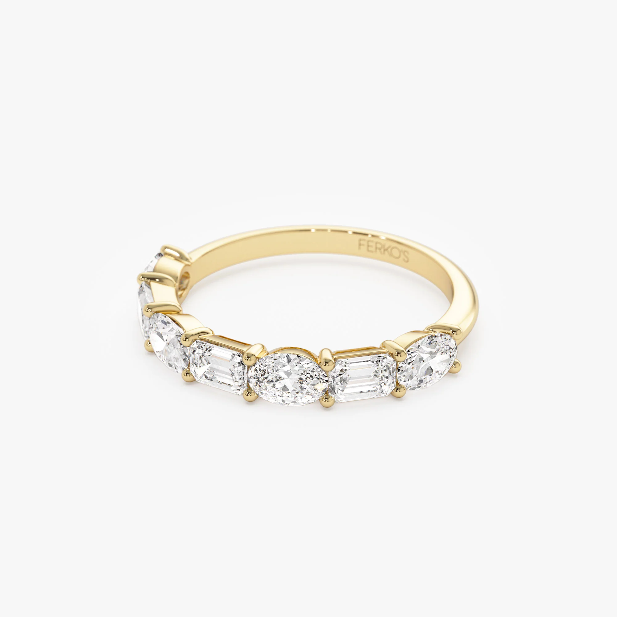 1.30 ctw 14k East West Prong Setting Seven Stone Oval & Emerald Cut Lab Grown Diamond Ring - Jayleen - Image 7