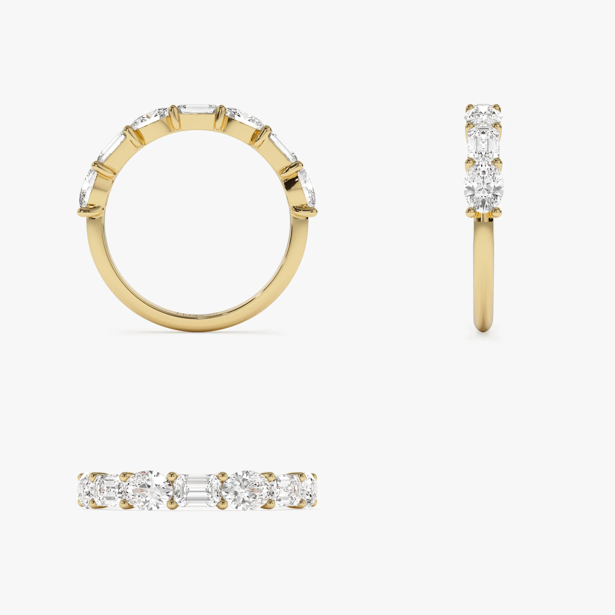 1.30 ctw 14k East West Prong Setting Seven Stone Oval & Emerald Cut Lab Grown Diamond Ring - Jayleen - Image 8