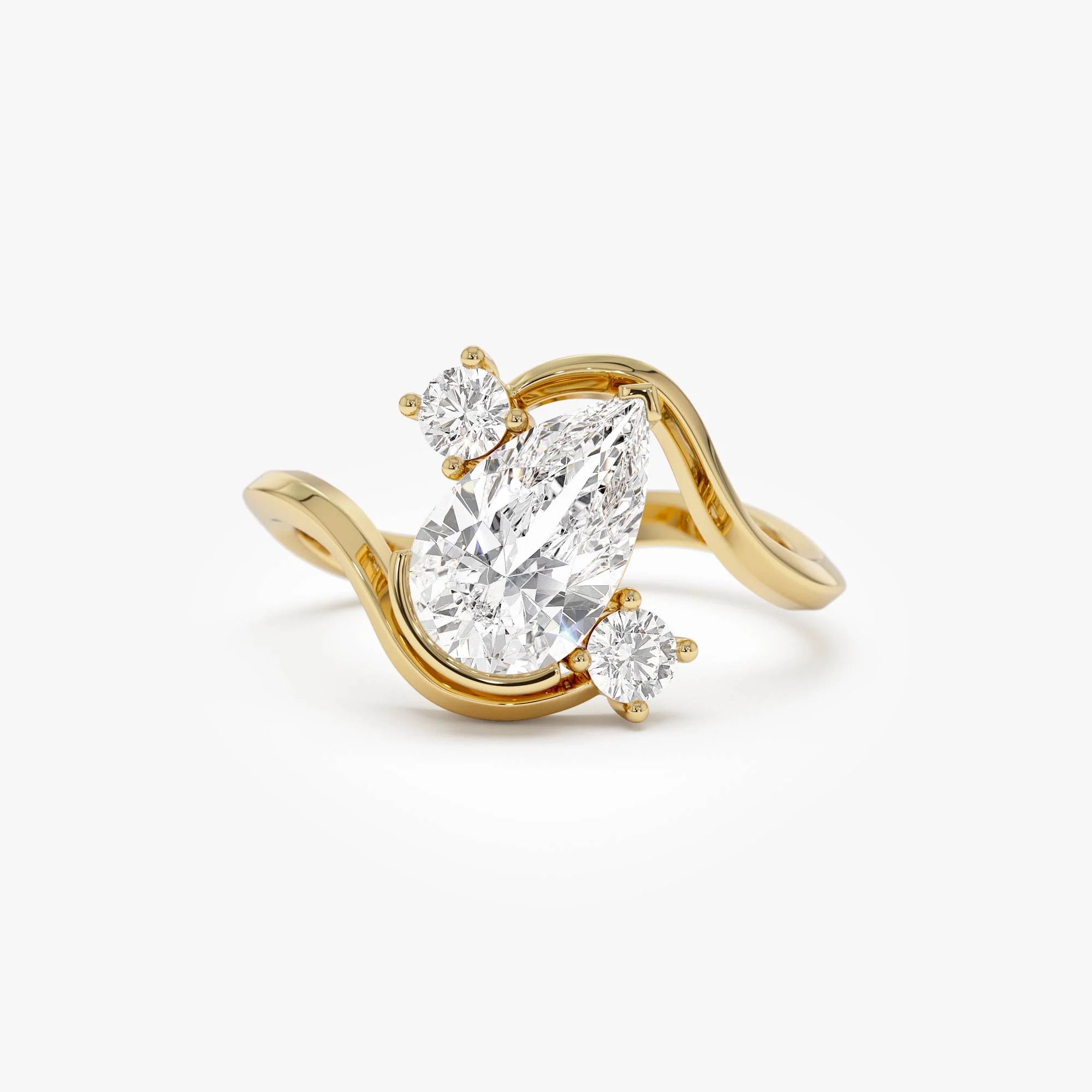 1.5 Ctw 14k Lab Grown Diamond Pear Shape Bypass Unique Engagement Ring - Irene