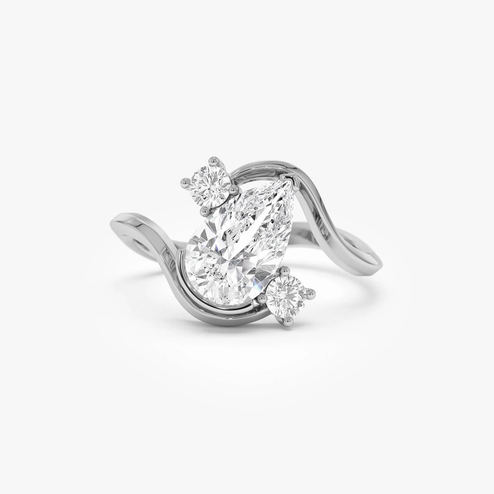 1.5 Ctw 14k Lab Grown Diamond Pear Shape Bypass Unique Engagement Ring - Irene - Image 6