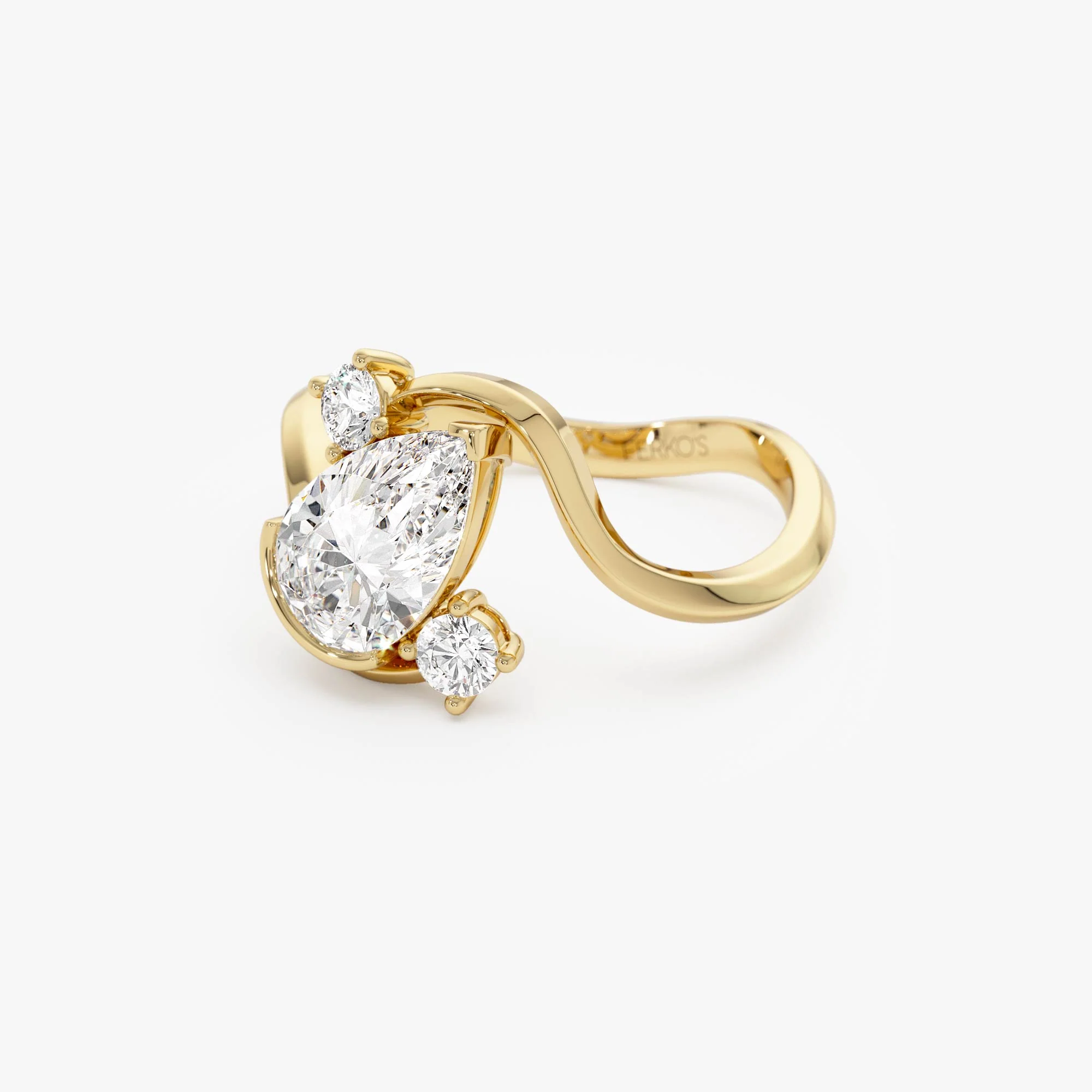 1.5 Ctw 14k Lab Grown Diamond Pear Shape Bypass Unique Engagement Ring - Irene - Image 7