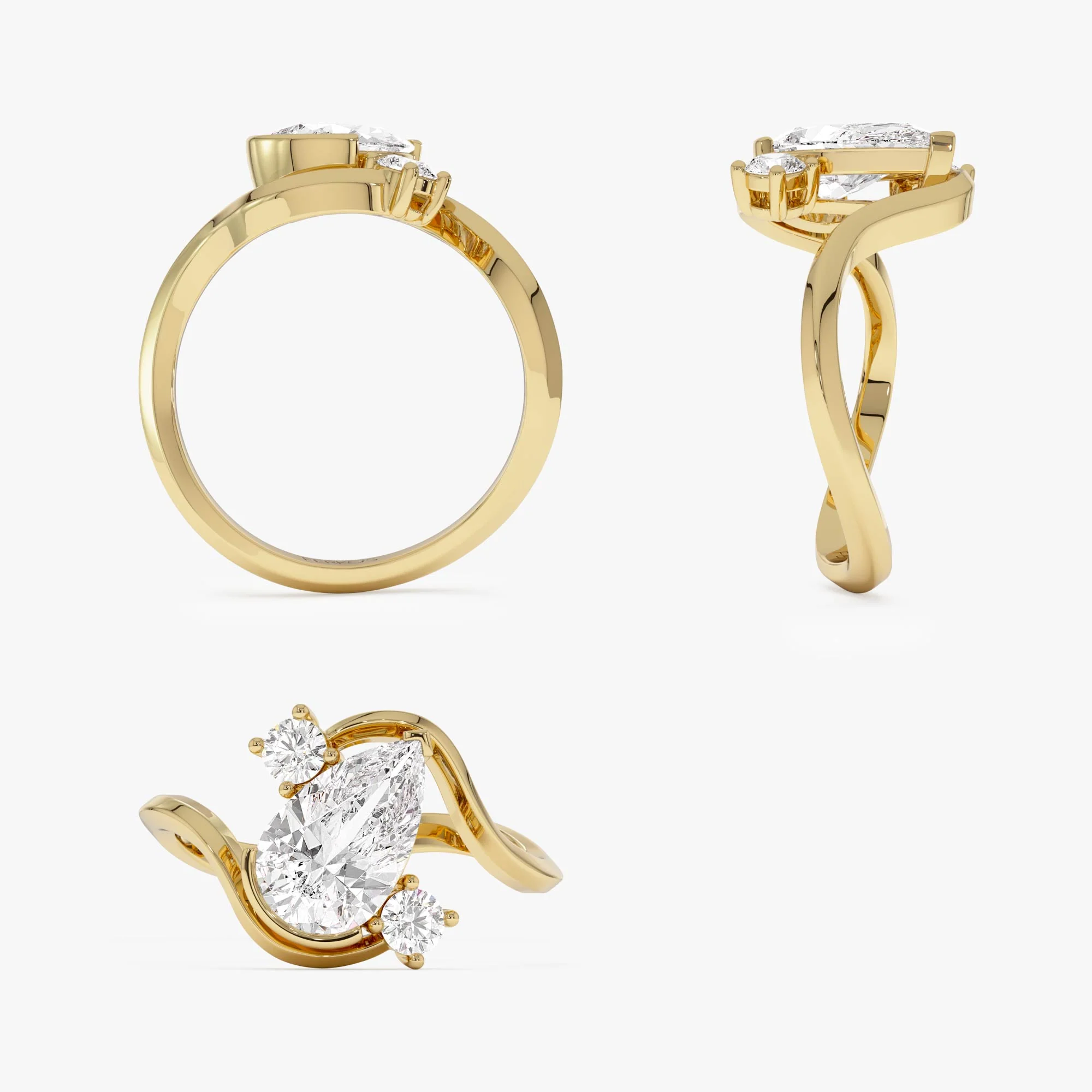 1.5 Ctw 14k Lab Grown Diamond Pear Shape Bypass Unique Engagement Ring - Irene - Image 8